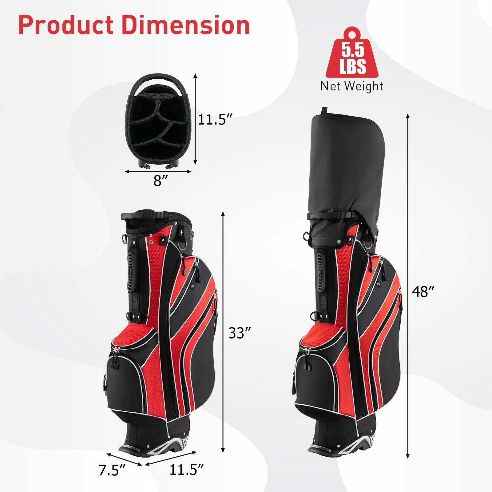 Goplus Golf Stand Bag, Lightweight Golf Club Bag - Image 7