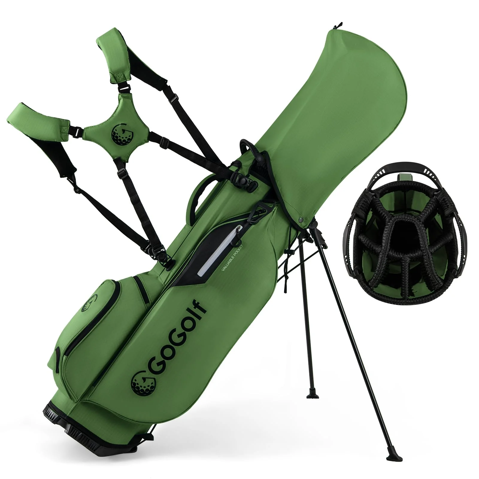 Goplus Golf Stand Bag with 8-Way Top Dividers Rain Hood 5 Pockets