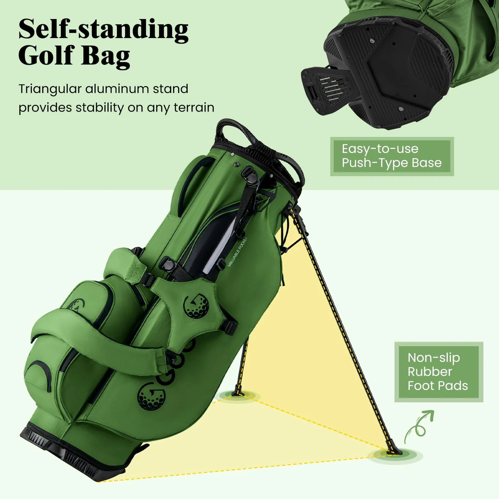 Goplus Golf Stand Bag with 8-Way Top Dividers Rain Hood 5 Pockets - Image 4