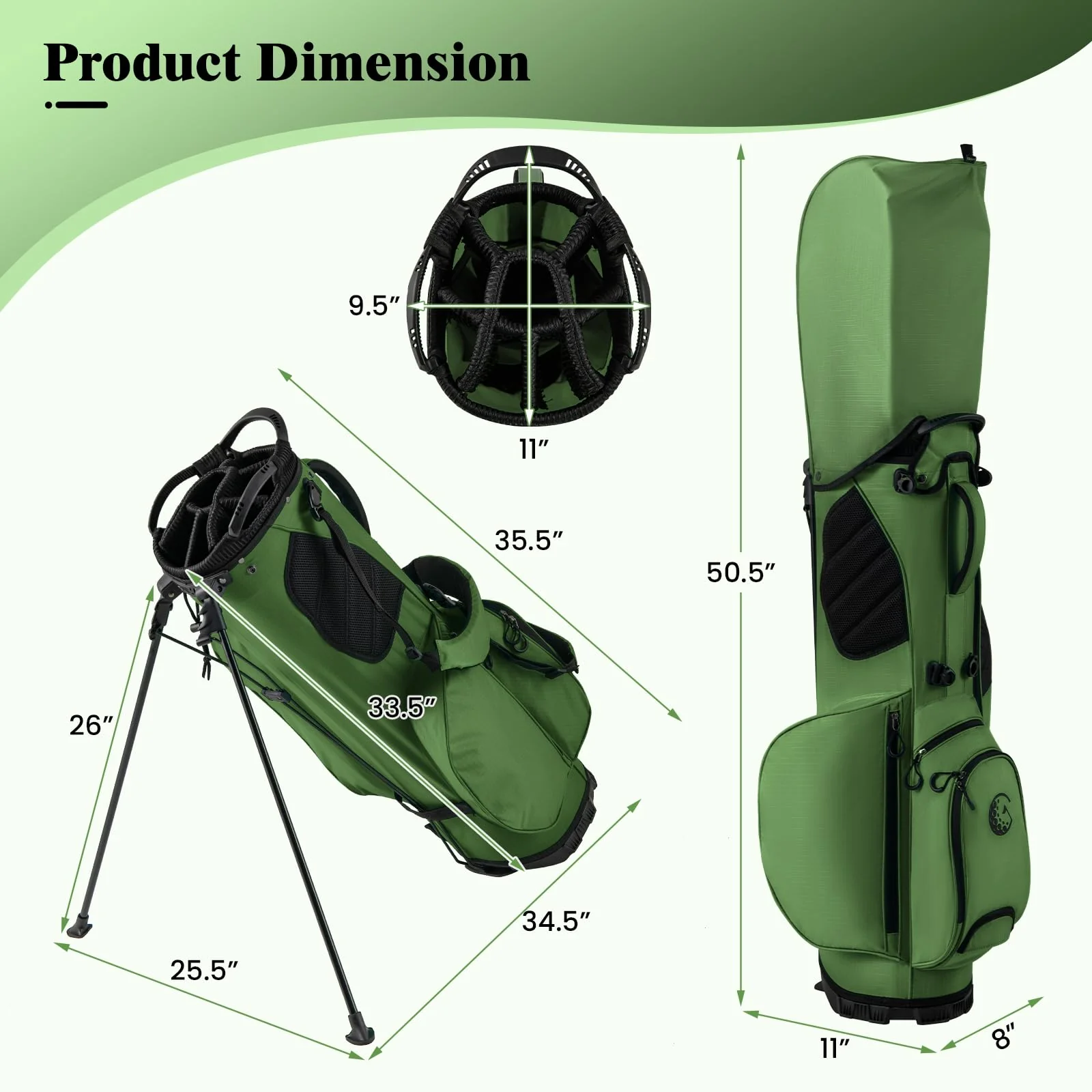 Goplus Golf Stand Bag with 8-Way Top Dividers Rain Hood 5 Pockets - Image 6
