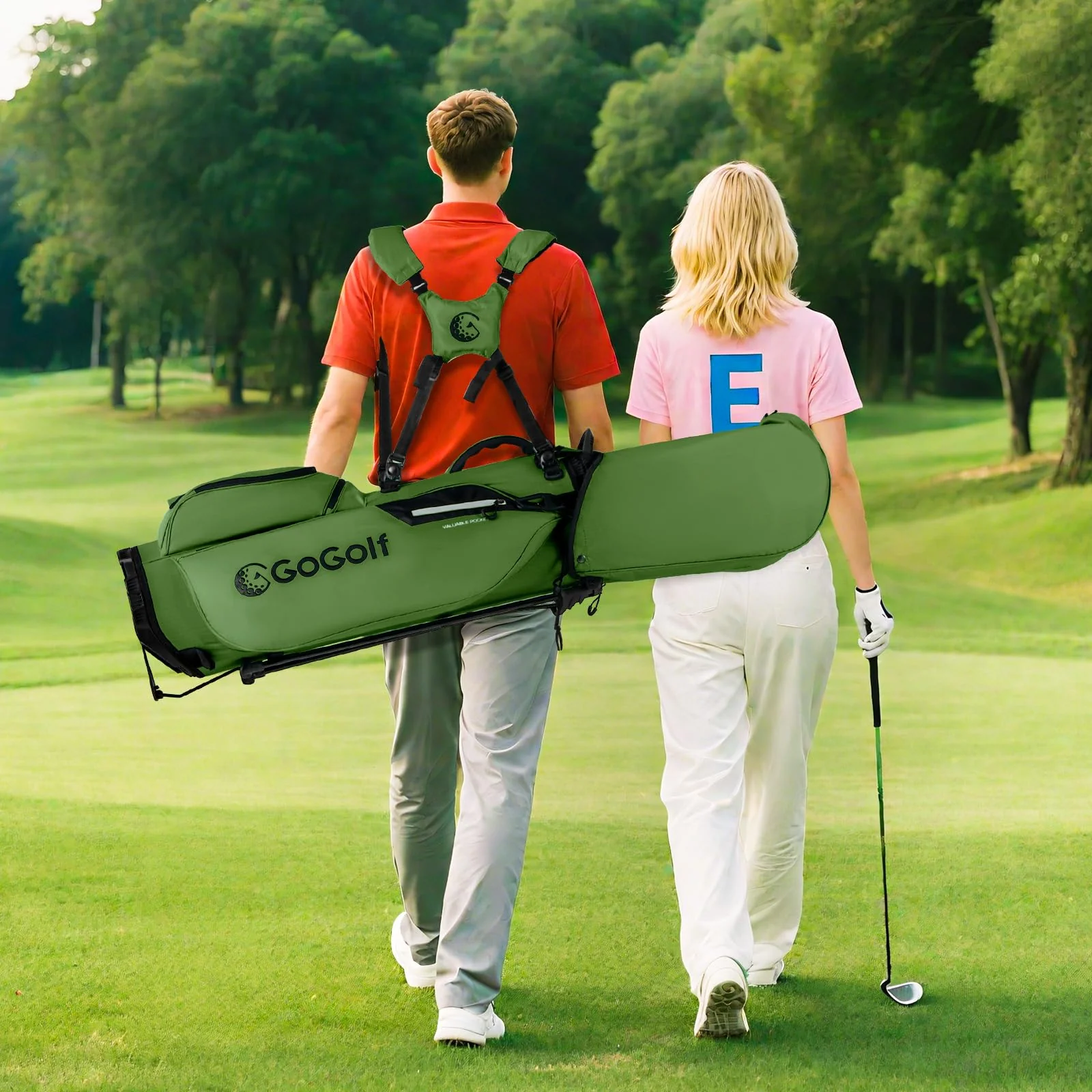 Goplus Golf Stand Bag with 8-Way Top Dividers Rain Hood 5 Pockets - Image 9