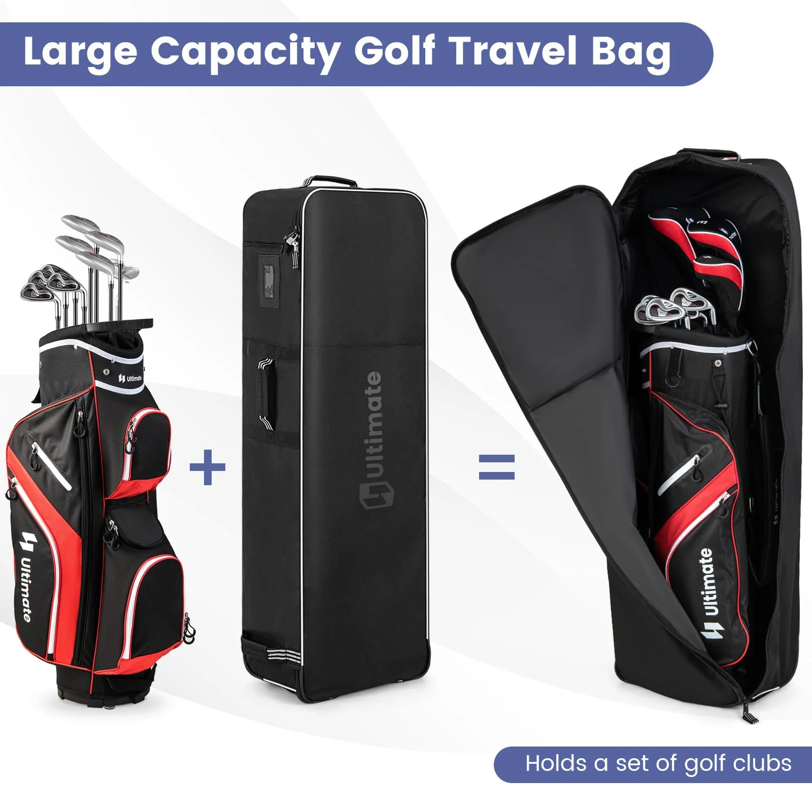 Goplus Golf Travel Bag with Wheels, Portable Golf Club Travel Bag with 3 Pull Handles - Image 3
