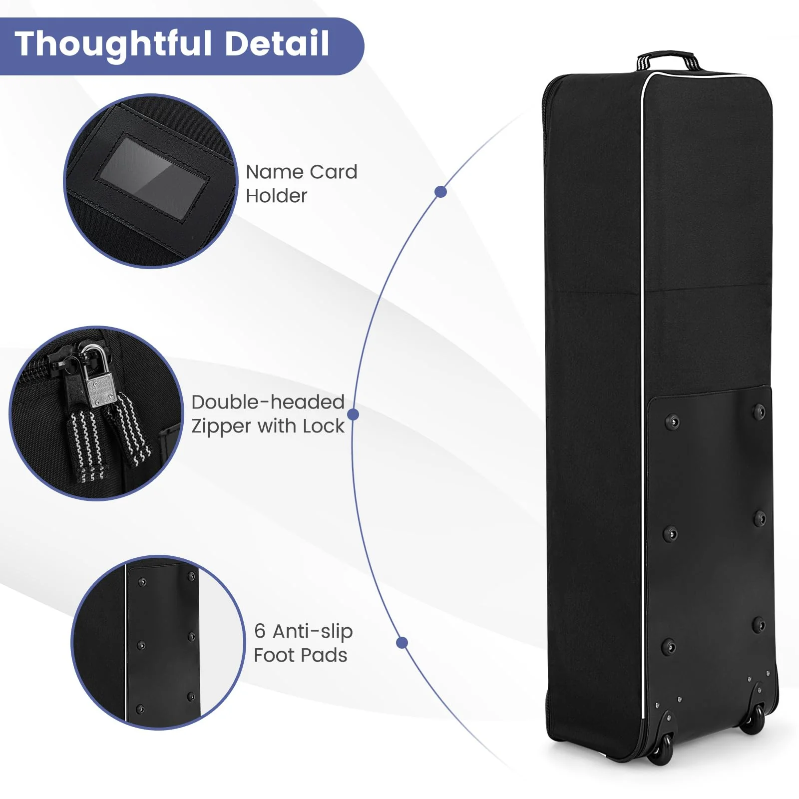 Goplus Golf Travel Bag with Wheels, Portable Golf Club Travel Bag with 3 Pull Handles - Image 4