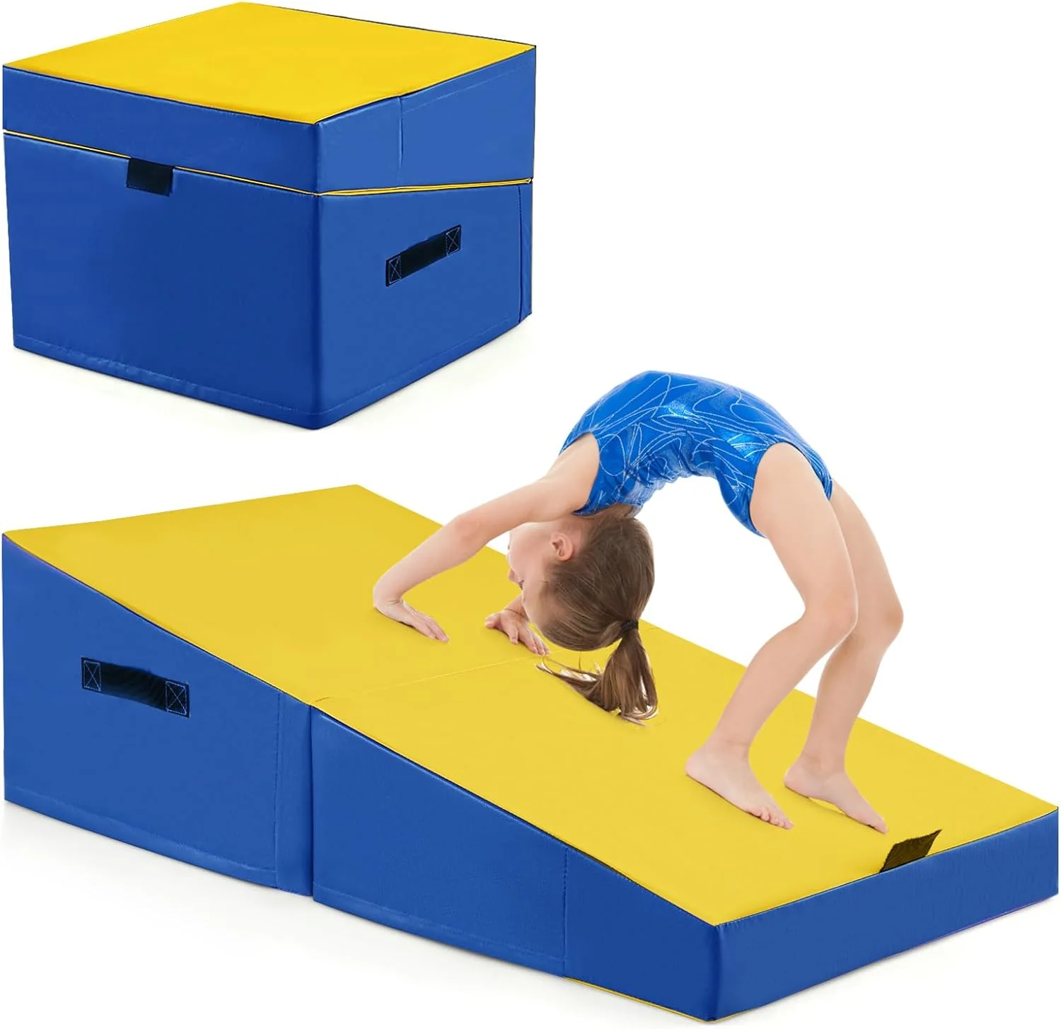 Goplus Gymnastics Mat, Folding Incline Yoga Mat with EPE Foam, Non-slip PVC Leather, Carrying Handle - Image 10
