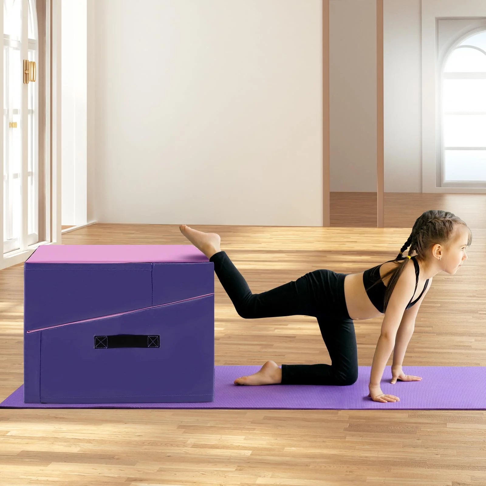 Goplus Gymnastics Mat, Folding Incline Yoga Mat with EPE Foam, Non-slip PVC Leather, Carrying Handle - Image 6