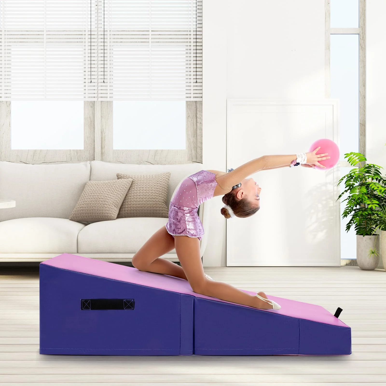 Goplus Gymnastics Mat, Folding Incline Yoga Mat with EPE Foam, Non-slip PVC Leather, Carrying Handle - Image 8