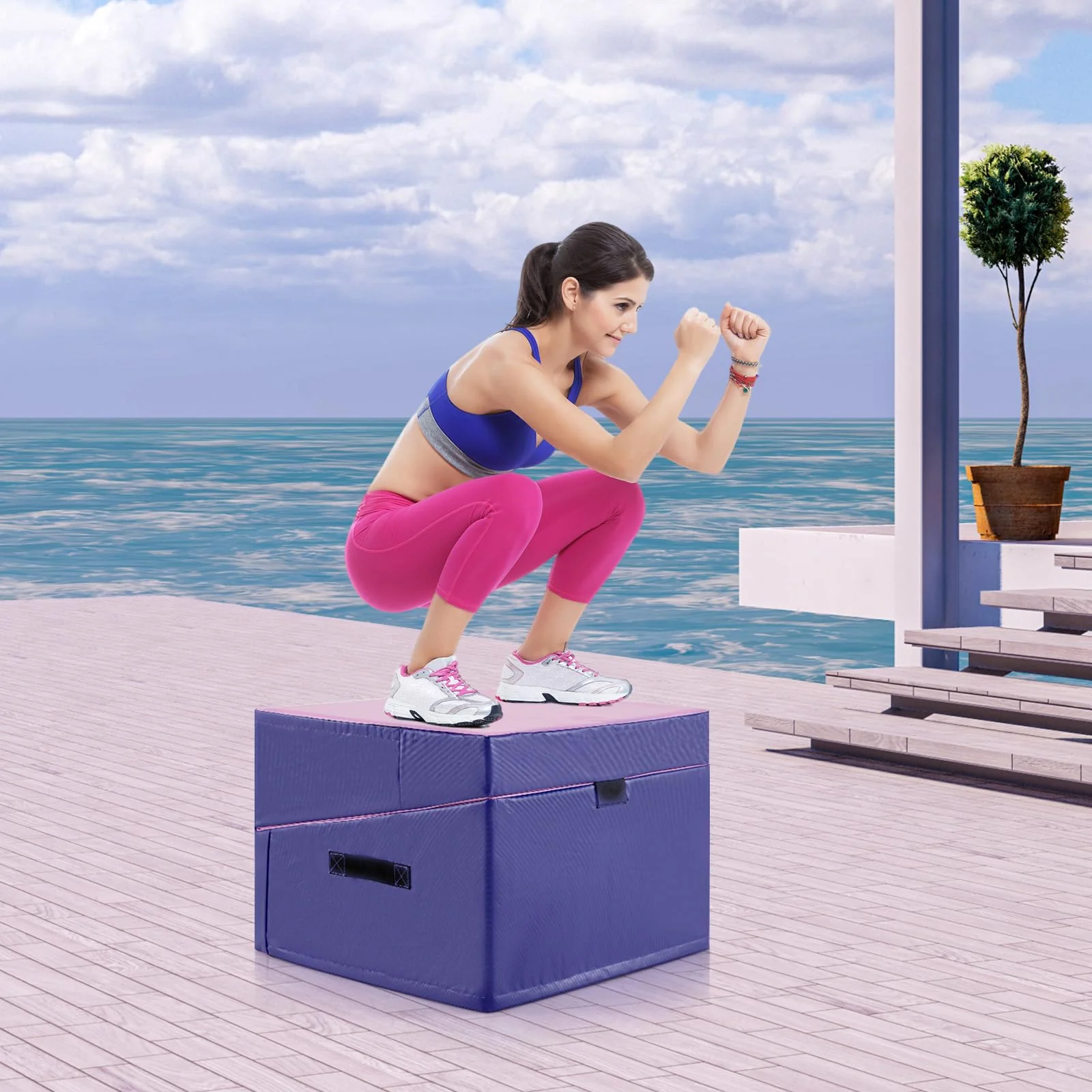 Goplus Gymnastics Mat, Folding Incline Yoga Mat with EPE Foam, Non-slip PVC Leather, Carrying Handle - Image 9