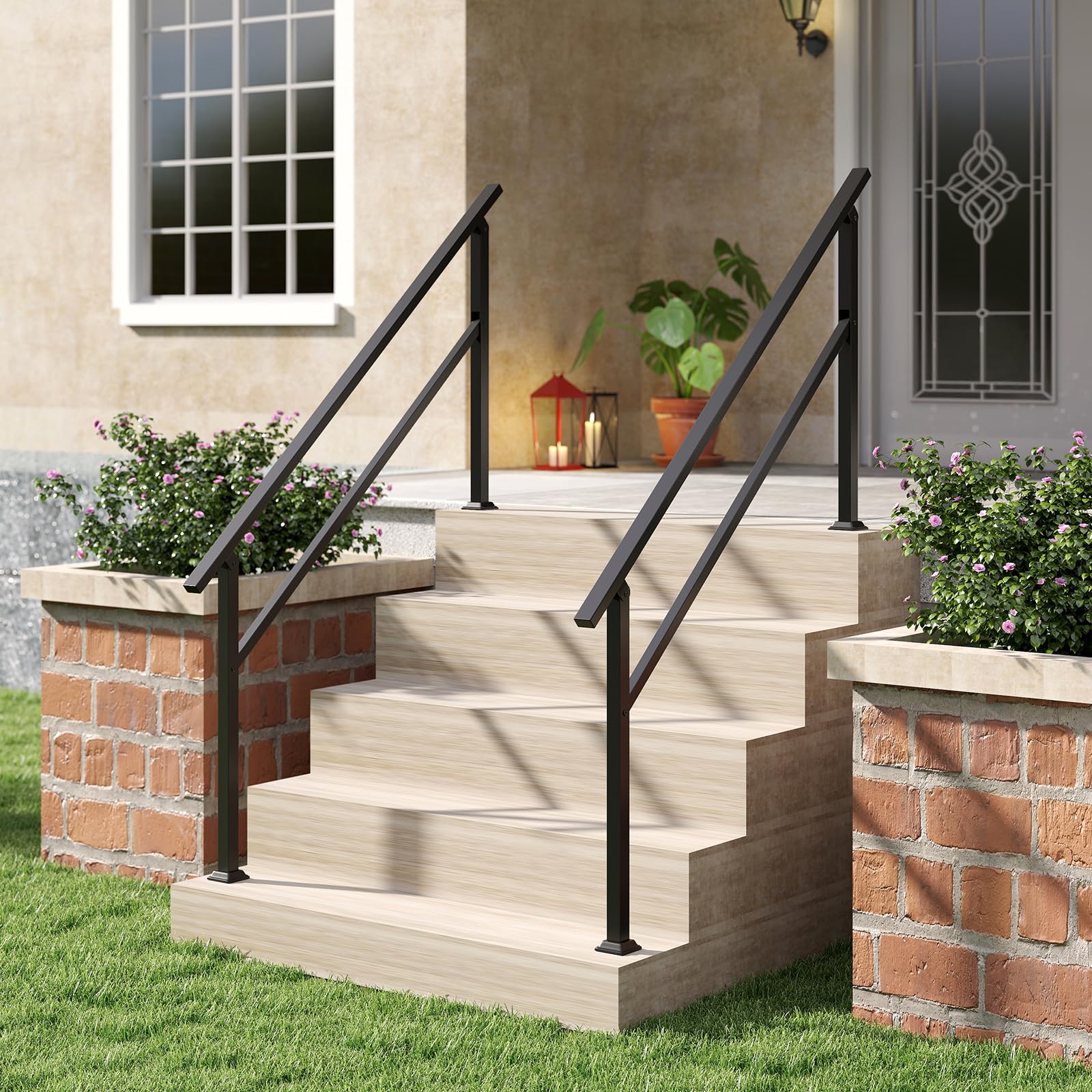 Goplus Handrail for Outdoor Steps with Installation Kit Fits 0-5 Steps - Image 2