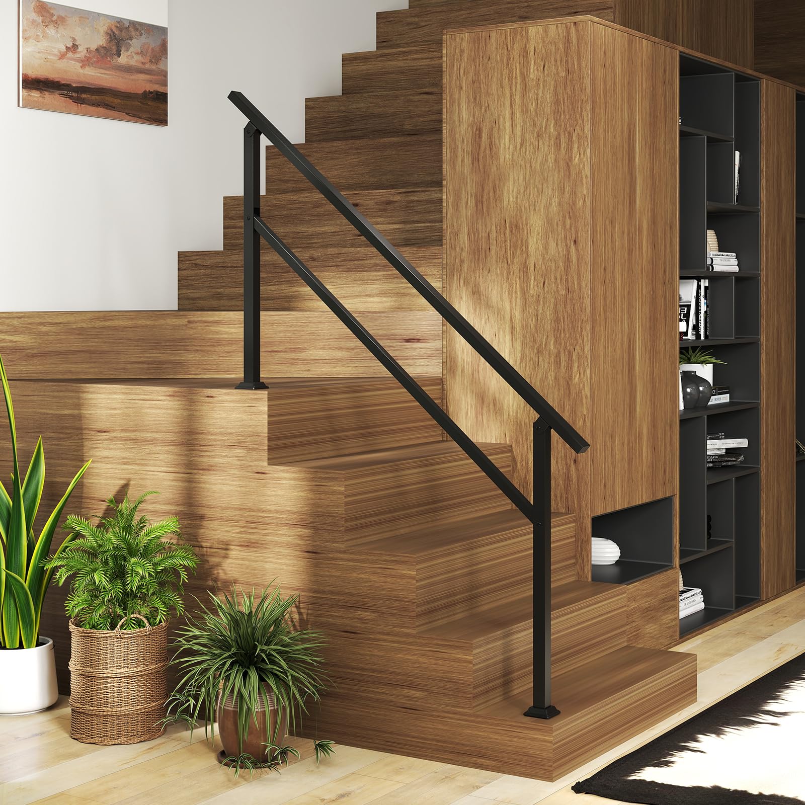 Goplus Handrail for Outdoor Steps with Installation Kit Fits 0-5 Steps - Image 9