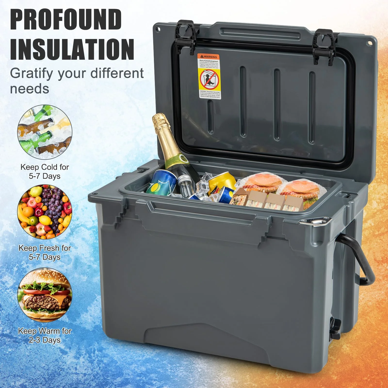 Goplus Hard Cooler Insulated Large Ice Chest with Portable Handles - Image 17