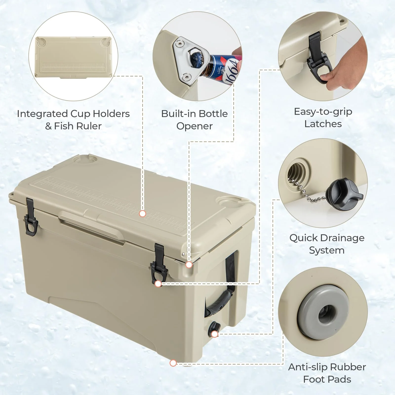Goplus Hard Cooler Insulated Large Ice Chest with Portable Handles - Image 6