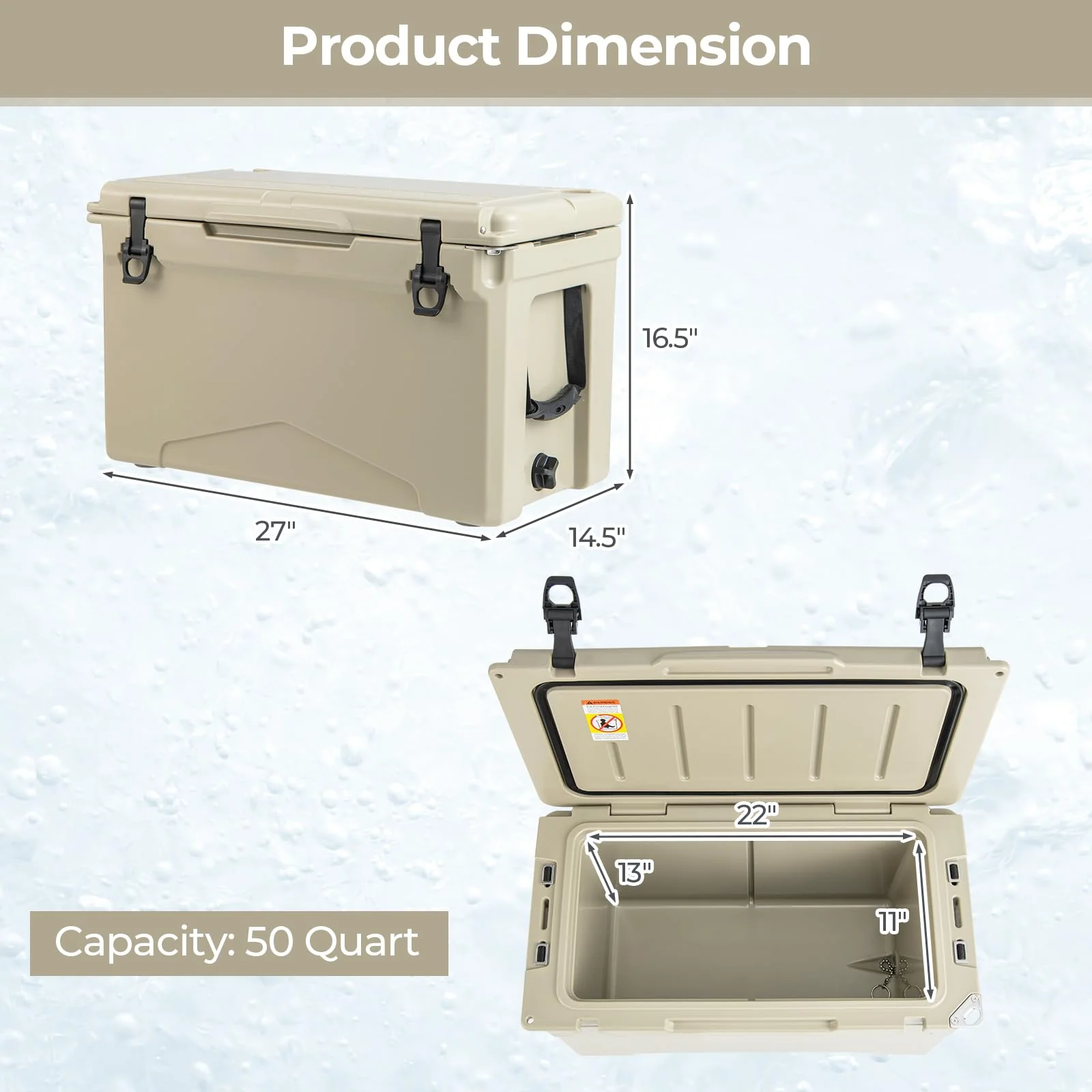 Goplus Hard Cooler Insulated Large Ice Chest with Portable Handles - Image 8