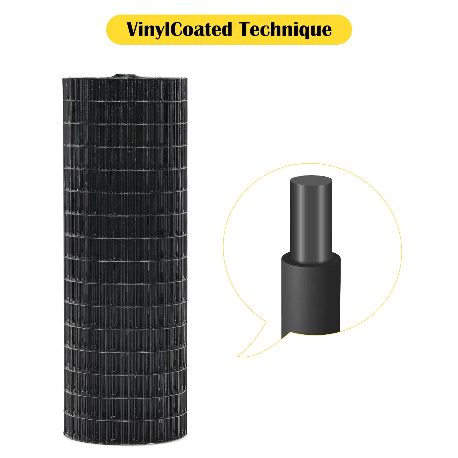 Goplus Hardware Cloth, 24 inch x 50 ft Black Vinyl Coated Welded Wire Mesh, Chicken Coop Wire Fence - Image 5