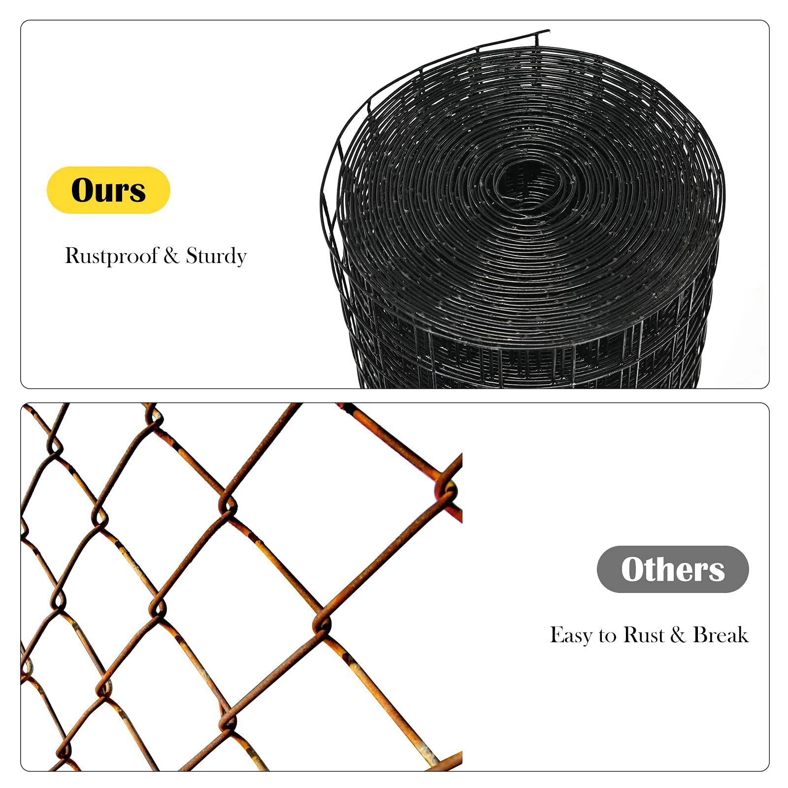 Goplus Hardware Cloth, 24 inch x 50 ft Black Vinyl Coated Welded Wire Mesh, Chicken Coop Wire Fence - Image 6