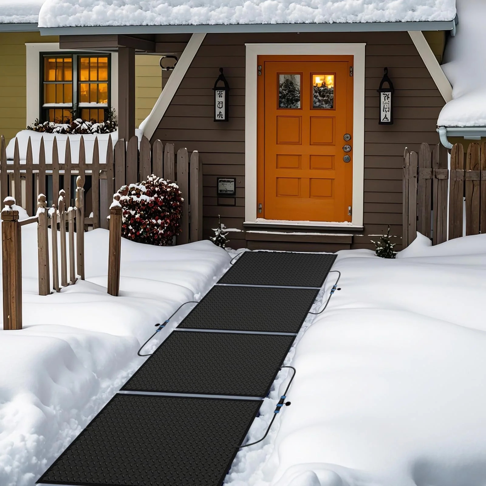 Goplus Heated Snow Melting Mat, Heated Outdoor Mat for Winter Snow Removal (30β x 30β with Power Cord + 2*Without Power Cord) - Image 9