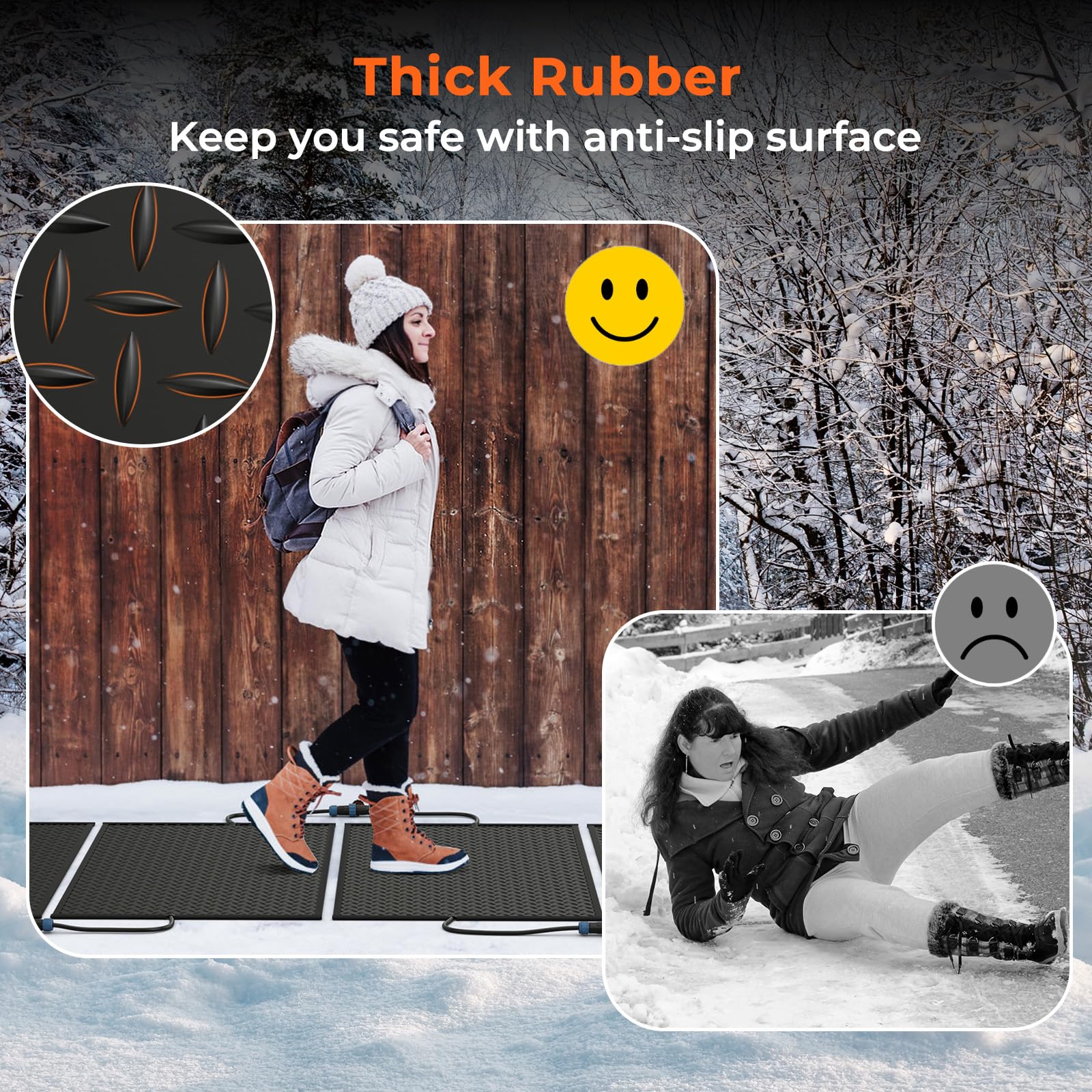 Goplus Heated Snow Melting Mat, Heated Outdoor Mat for Winter Snow Removal (30β x 30β with Power Cord + Without Power Cord) - Image 7