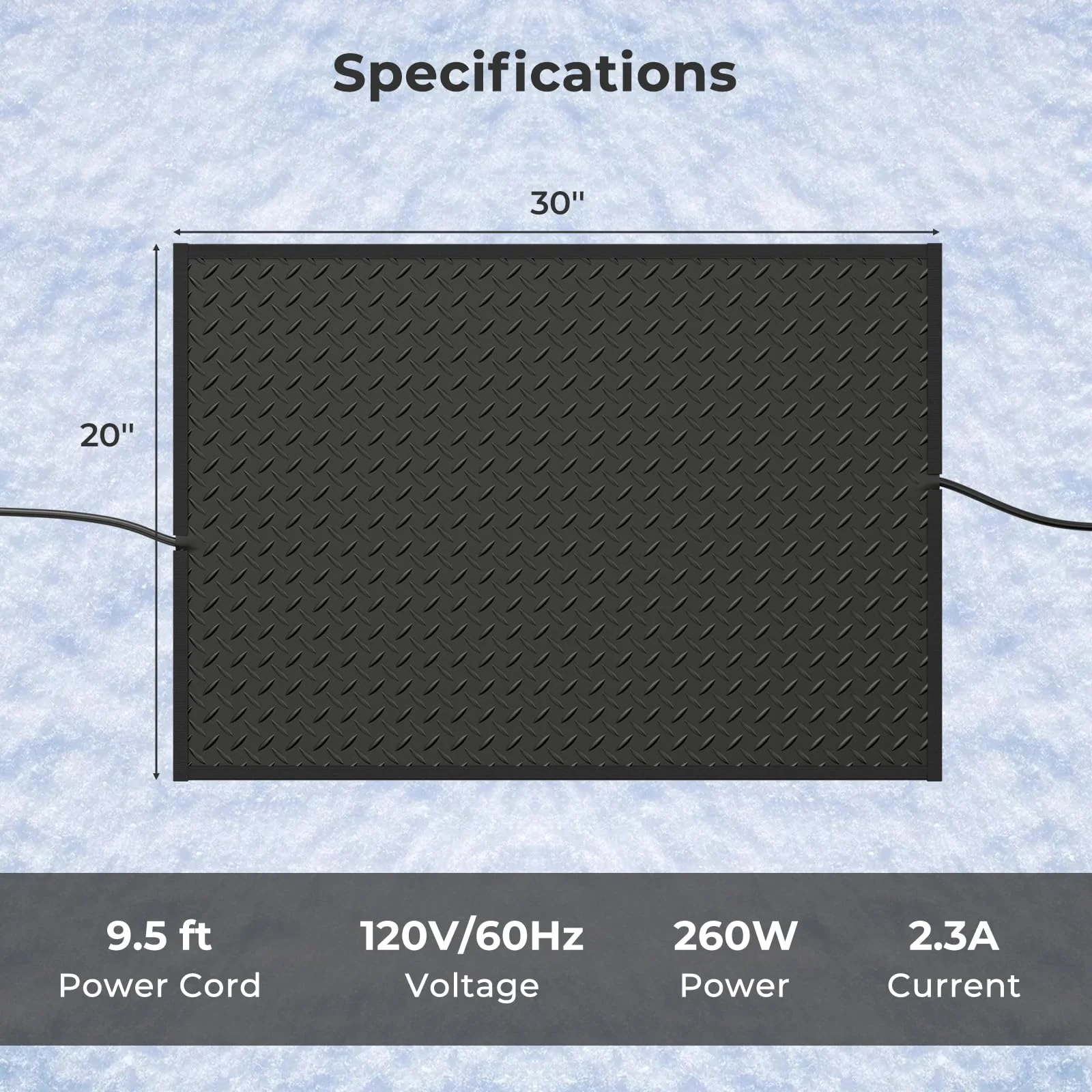 Goplus Heated Snow Melting Mat, Heated Outdoor Mat for Winter Snow Removal with 3 in/h Speed (20β x 30β with Power Cord + Without Power Cord) - Image 4