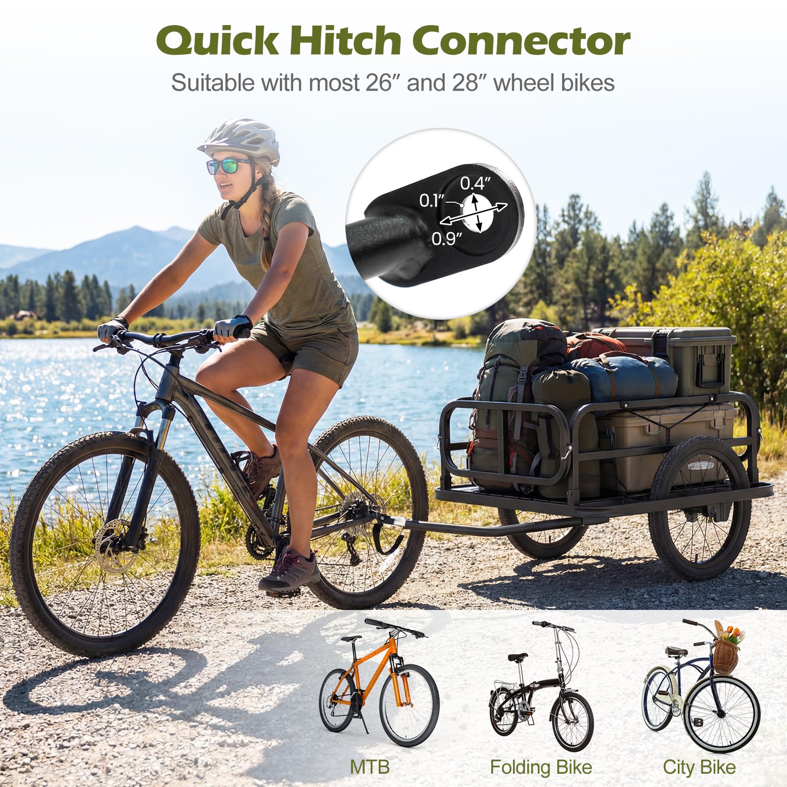 Goplus Heavy-Duty Bike Cargo Trailer with Universal Hitch & 16” Large Tires - Image 5