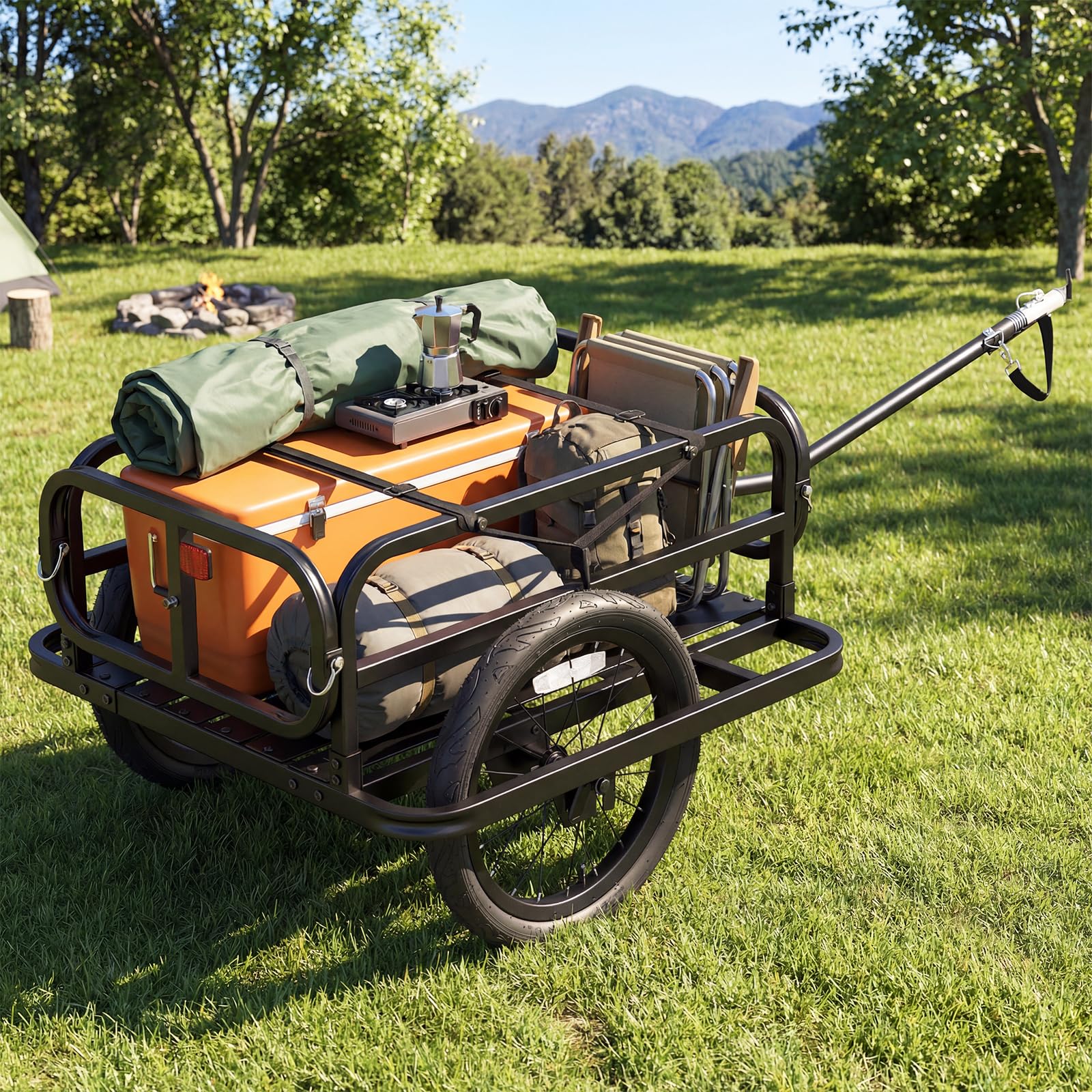 Goplus Heavy-Duty Bike Cargo Trailer with Universal Hitch & 16” Large Tires - Image 9
