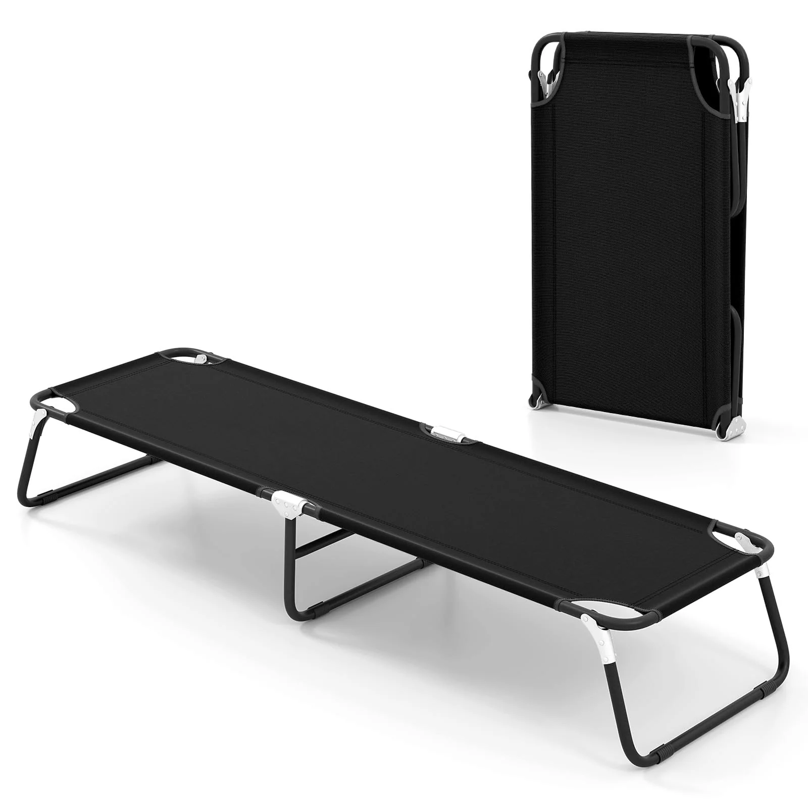 Goplus Heavy Duty Collapsible Foldable Camping Bed for Adults Kids with Non-Slip Foot Pad