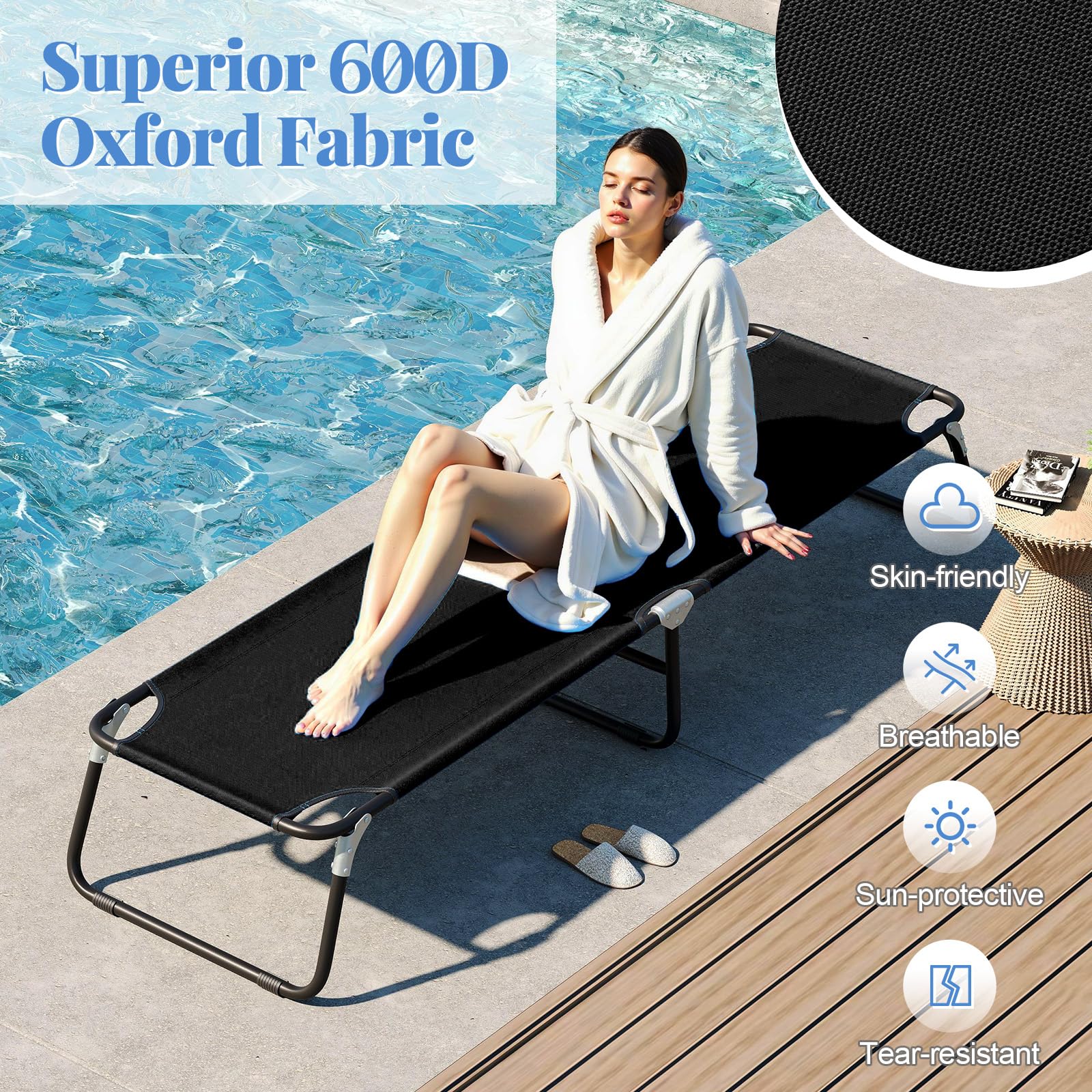 Goplus Heavy Duty Collapsible Foldable Camping Bed for Adults Kids with Non-Slip Foot Pad - Image 3