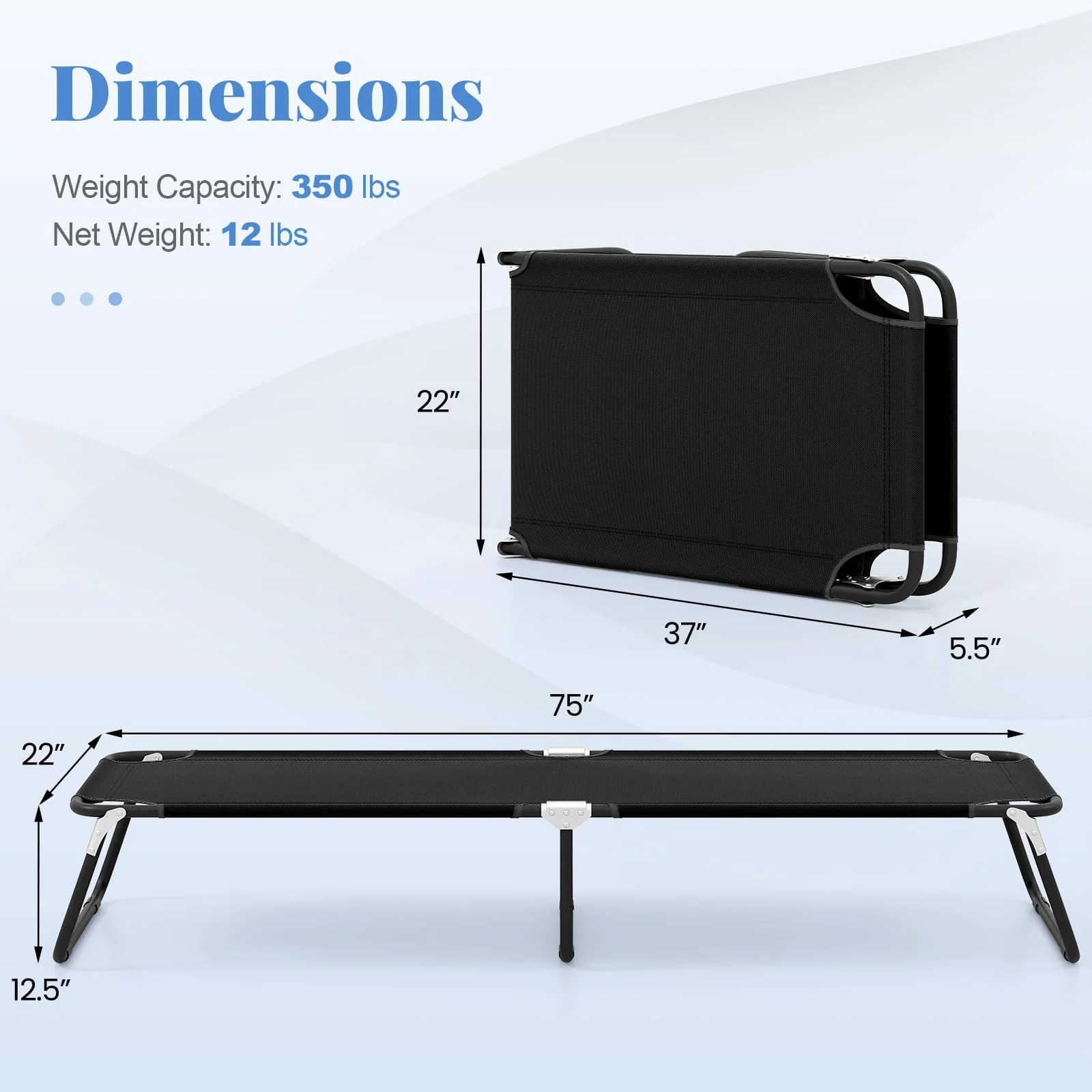 Goplus Heavy Duty Collapsible Foldable Camping Bed for Adults Kids with Non-Slip Foot Pad - Image 7