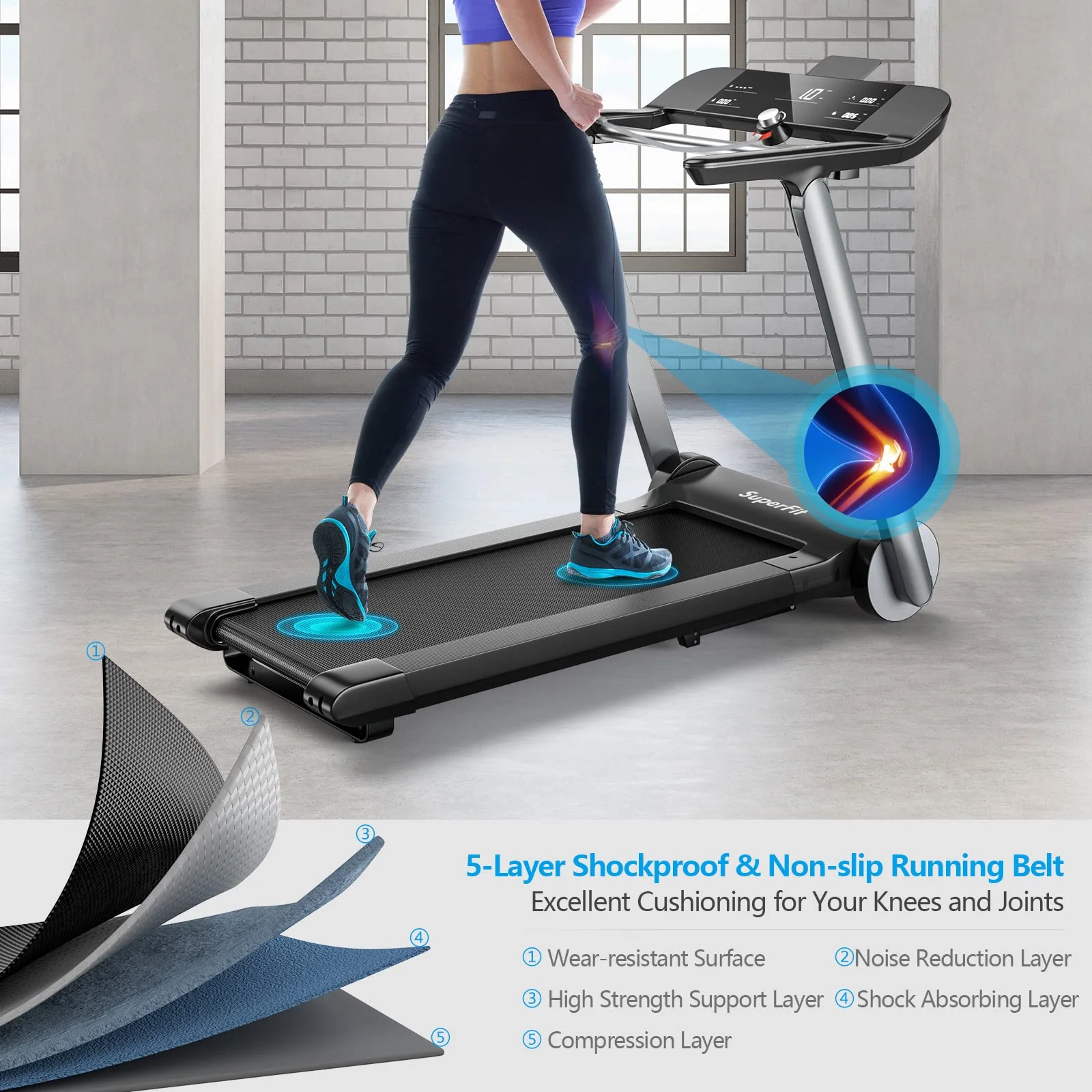 Goplus Heavy Duty Folding Treadmill for Gym - Image 6