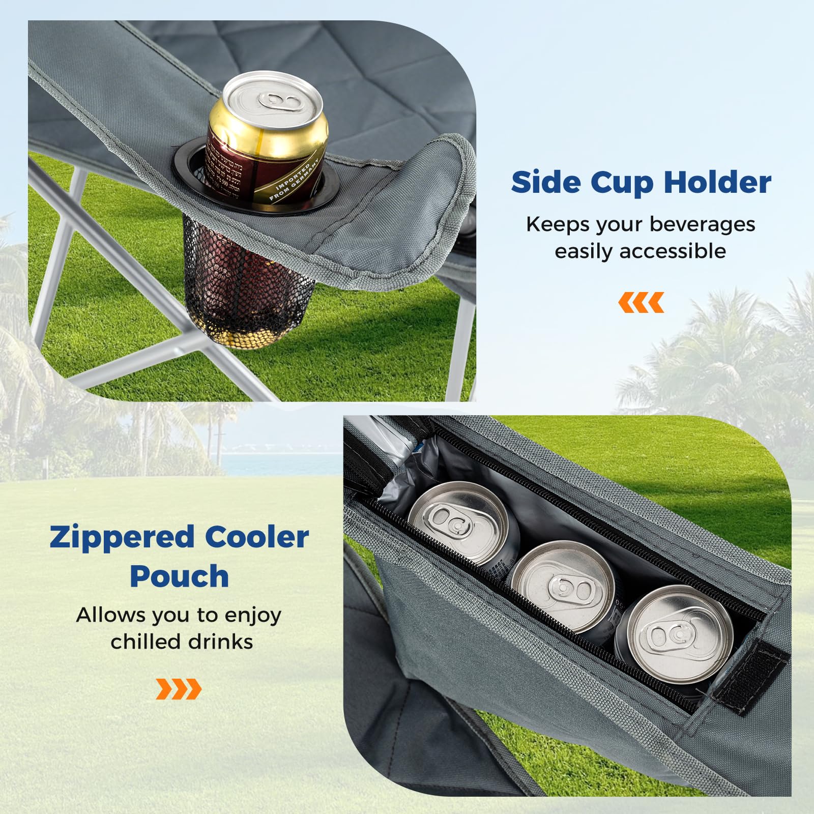 Goplus Heavy Duty Outdoor Folding Chair with Cooler Pouch & Cup Holder | Support 500 LBS - Image 8