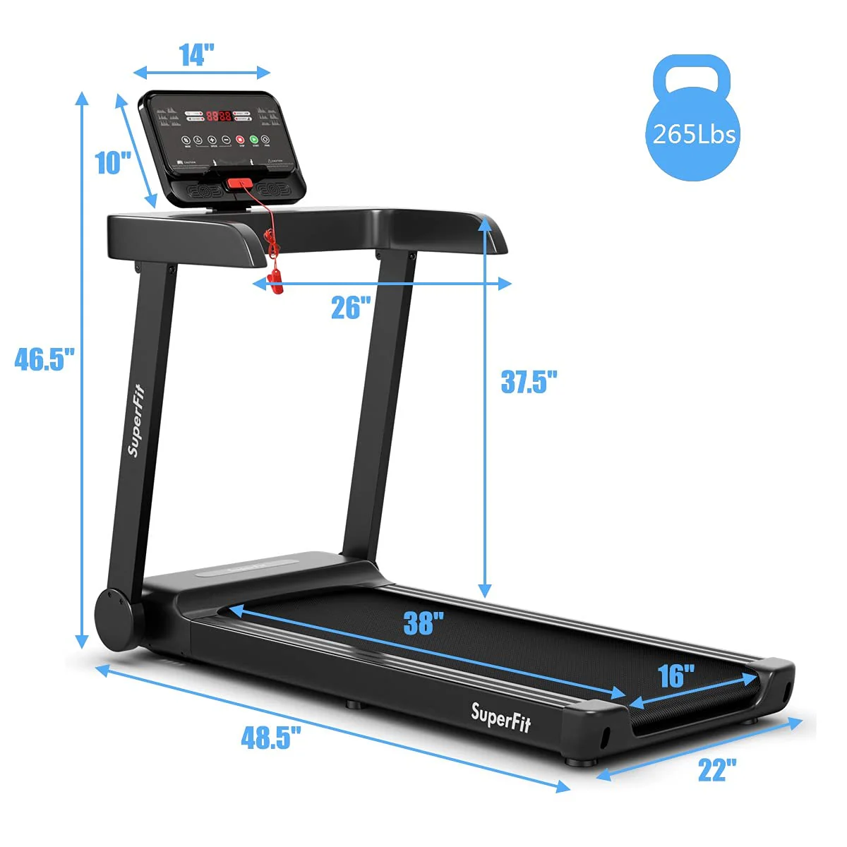 Goplus Heavy Duty Treadmill for Gym, Superfit Electric Treadmill with App Control - Image 7