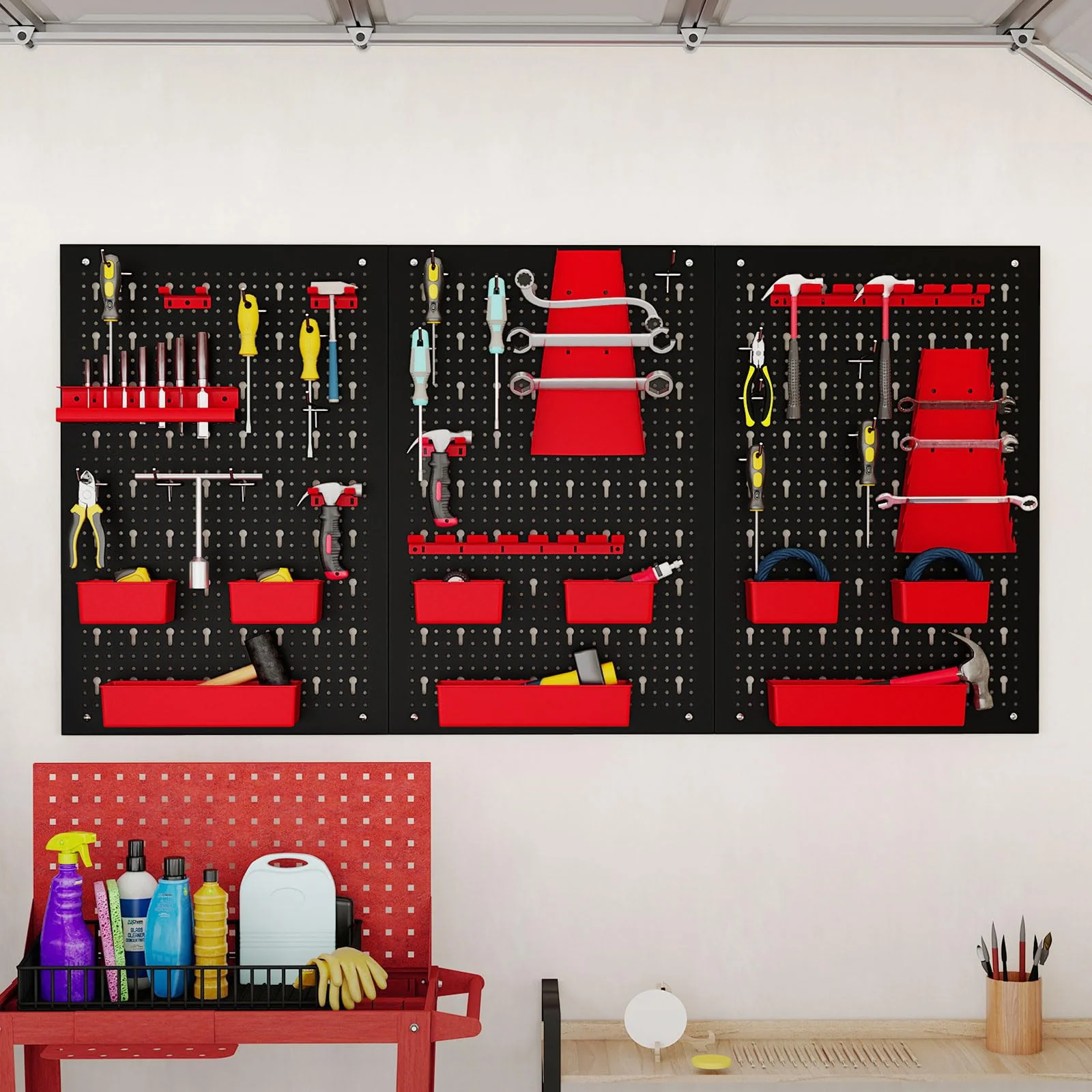 Goplus Heavy-Duty Utility Tool Storage Board w/Accessories for Garage Workshop - Image 4