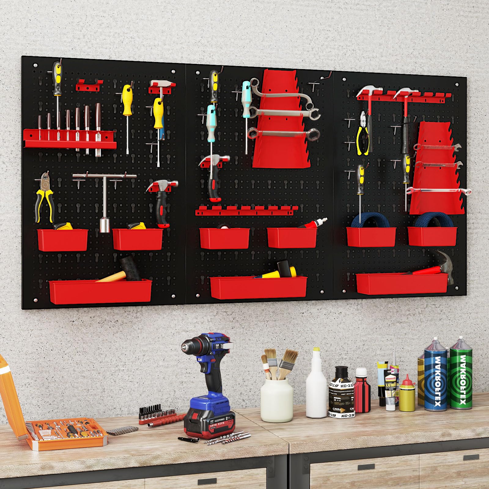 Goplus Heavy-Duty Utility Tool Storage Board w/Accessories for Garage Workshop - Image 5