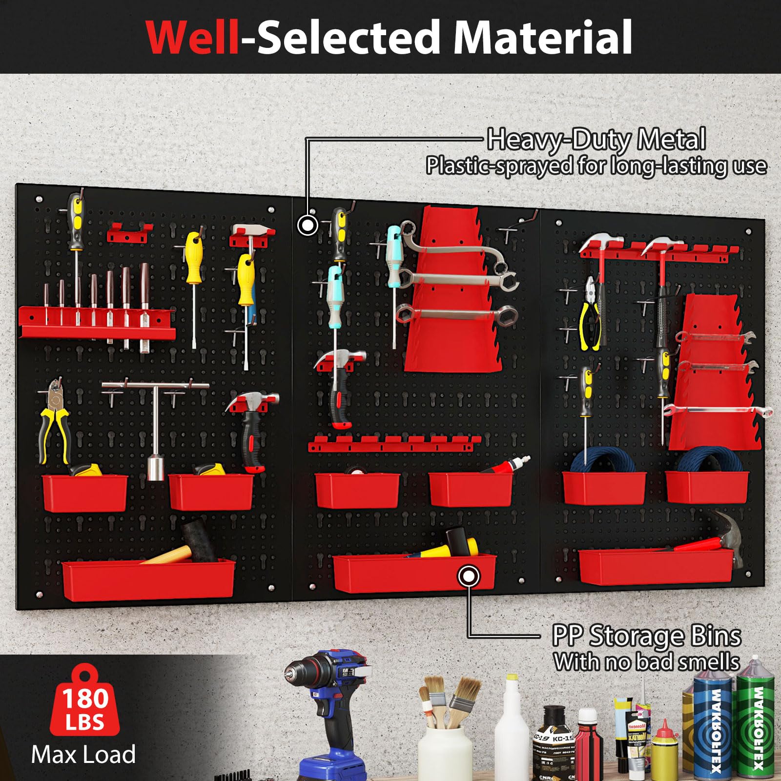 Goplus Heavy-Duty Utility Tool Storage Board w/Accessories for Garage Workshop - Image 7