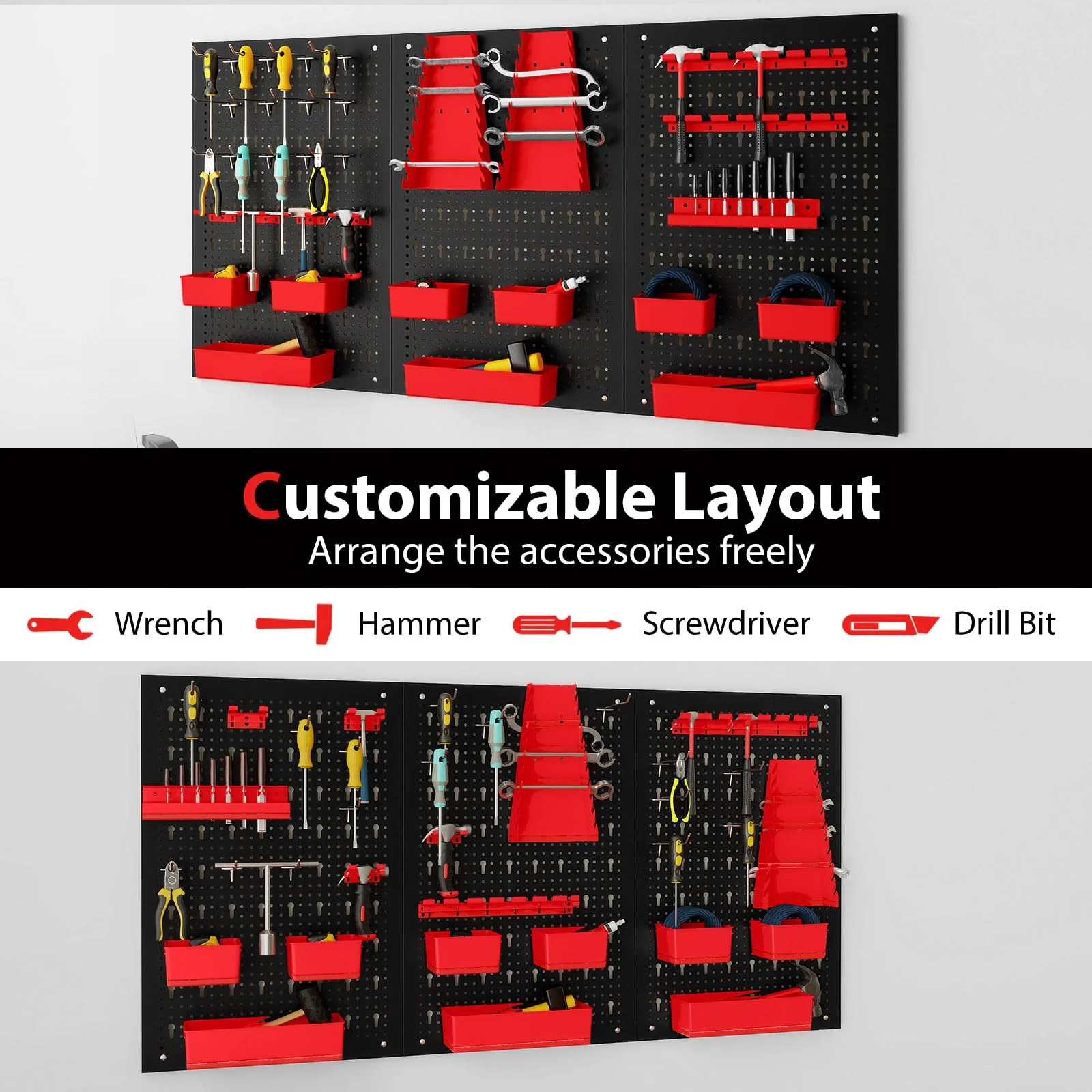Goplus Heavy-Duty Utility Tool Storage Board w/Accessories for Garage Workshop - Image 9