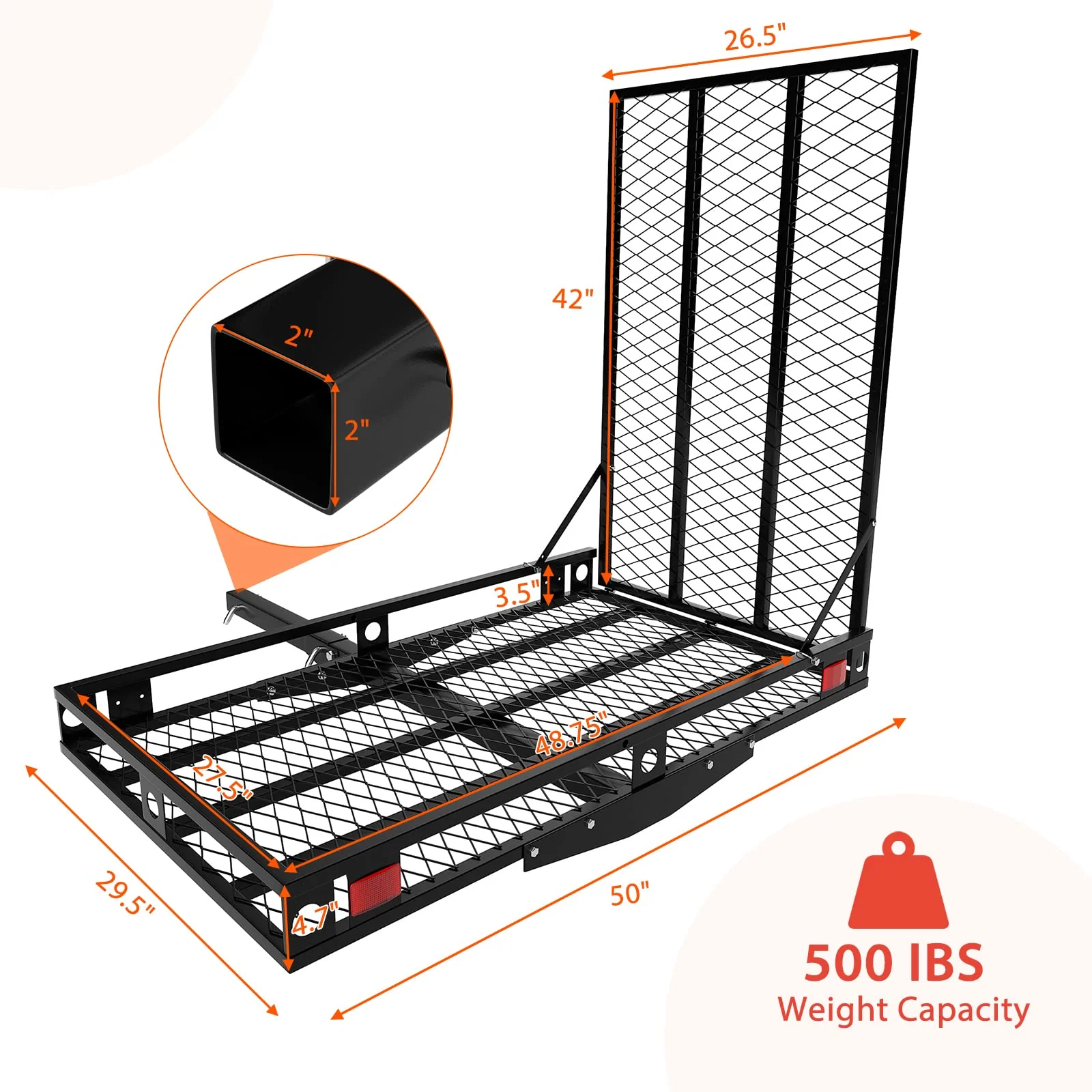 Goplus Hitch Mount Wheelchair Carrier, Mobility Scooter Loading Ramp with 2 Tie Down Straps - Image 7