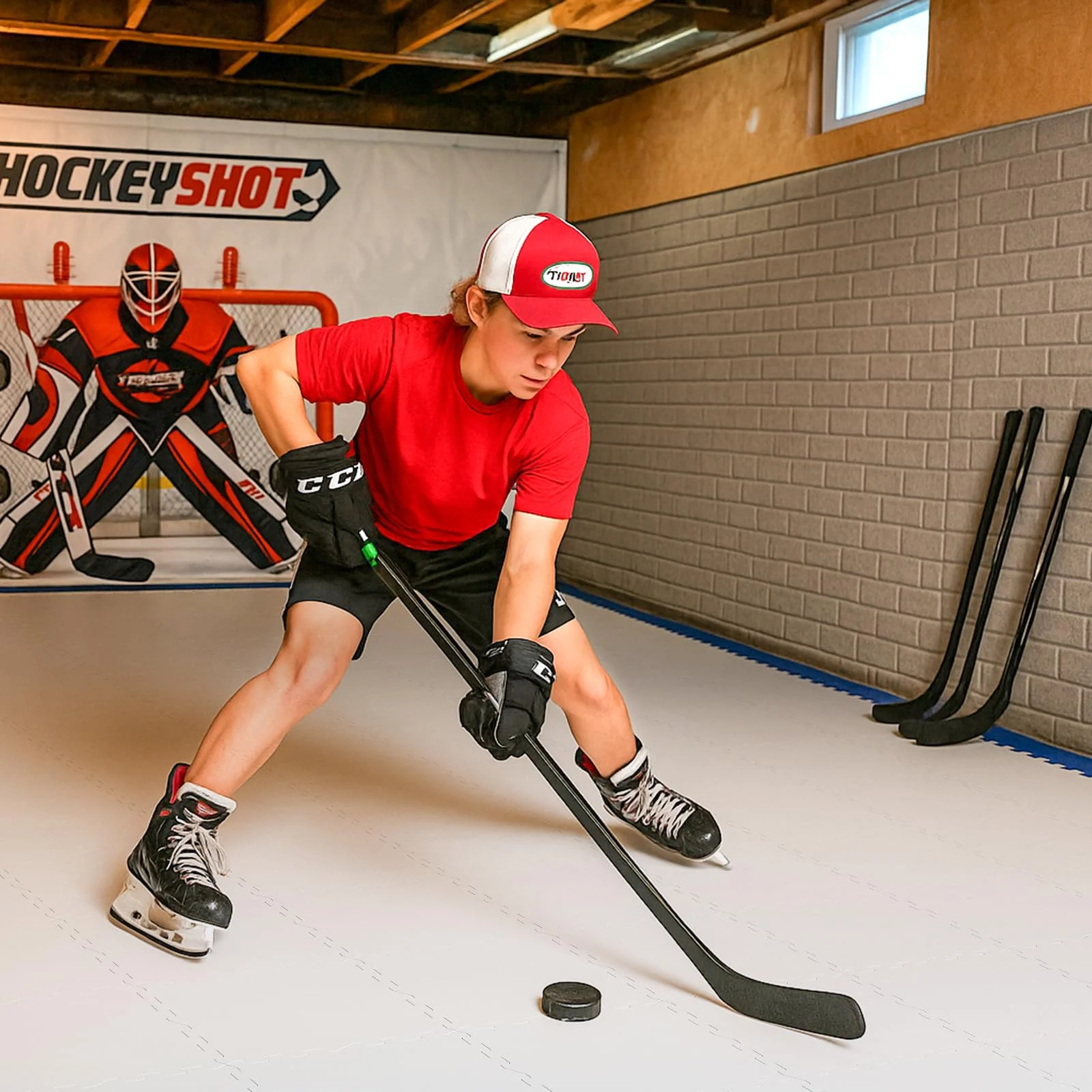 Goplus Hockey Flooring Tiles for Training | Skateable Board Artificial Ice Mat for Indoor Outdoor - Image 8