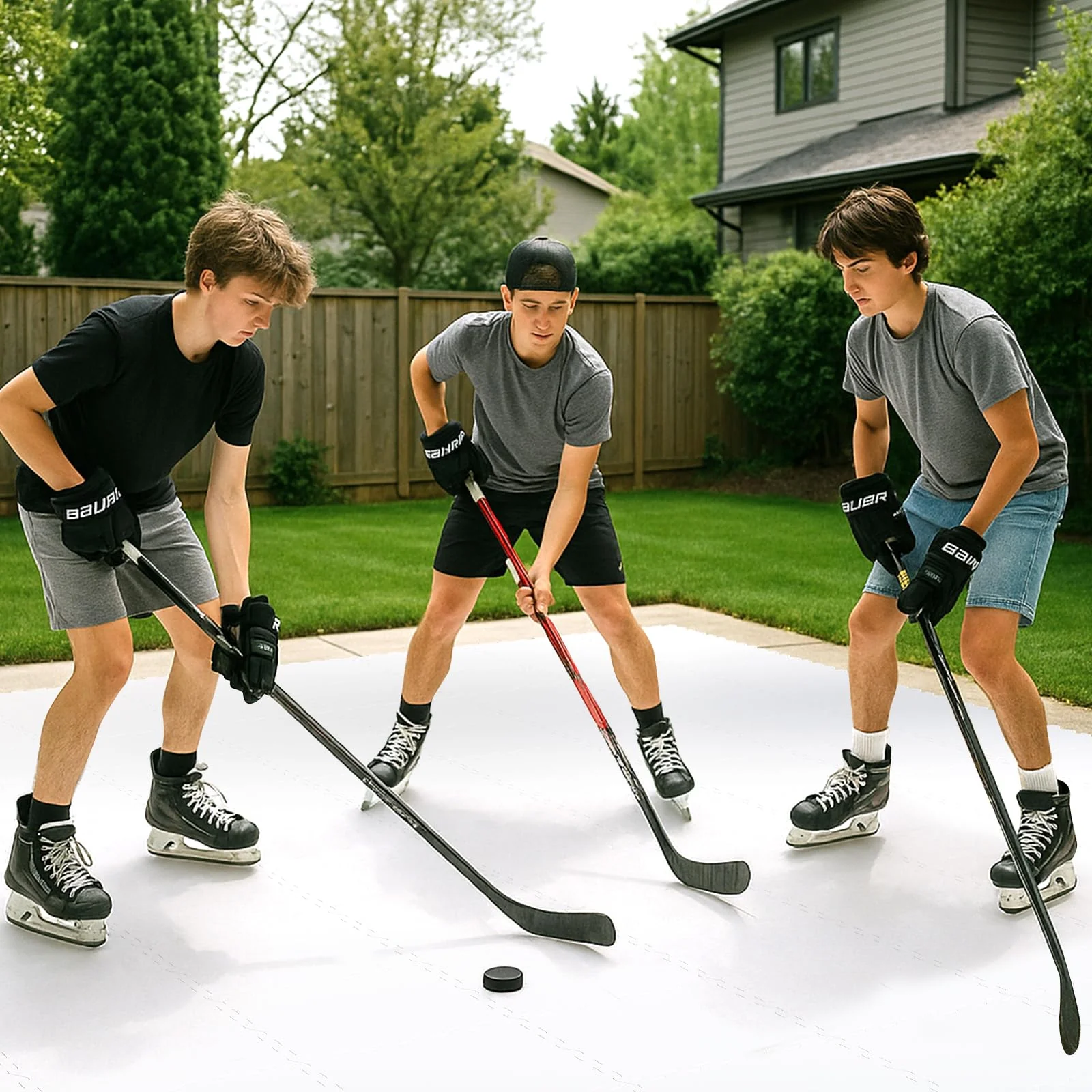 Goplus Hockey Flooring Tiles for Training | Skateable Board Artificial Ice Mat for Indoor Outdoor - Image 9