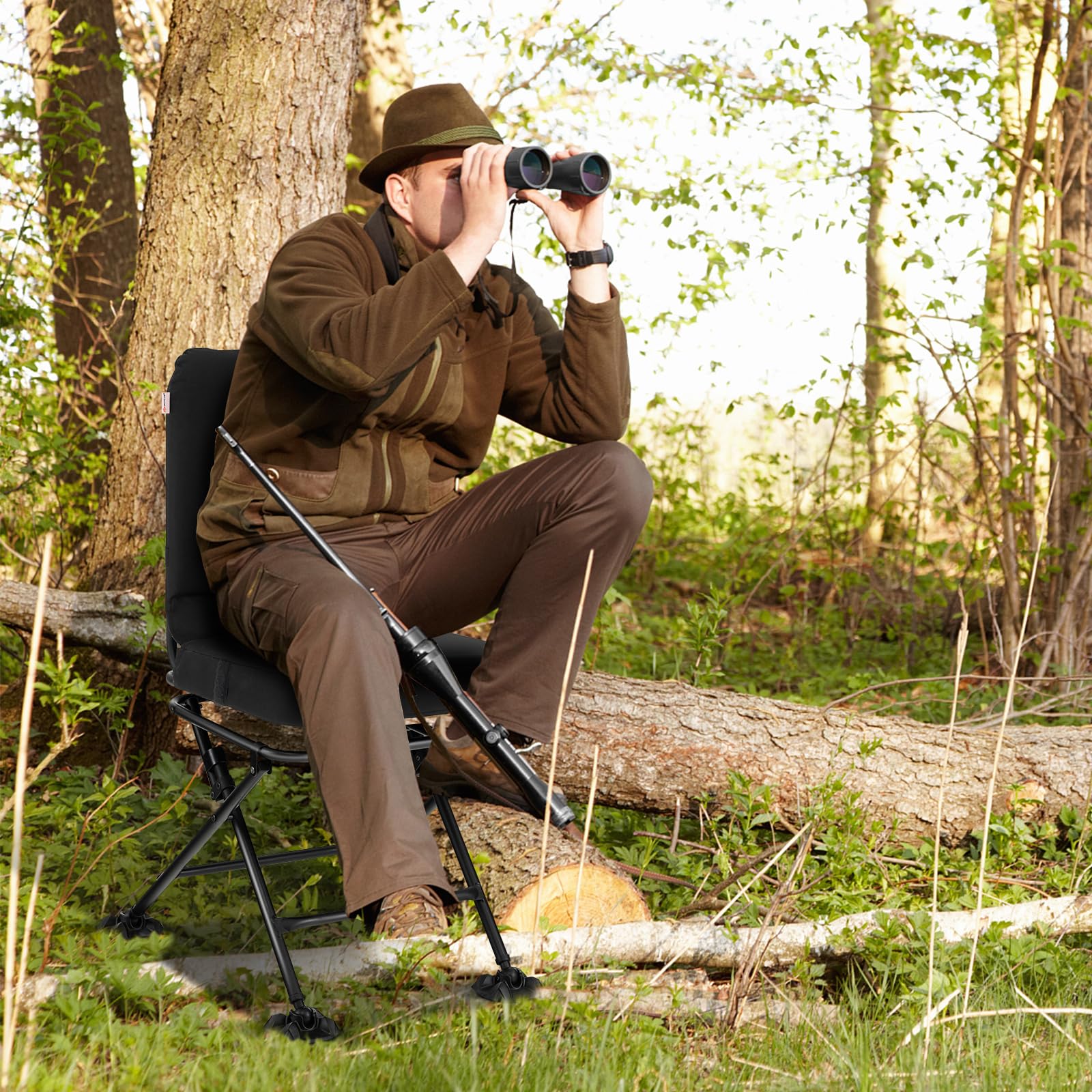Goplus Hunting Chair, 360 Degree Swivel Hunting Seat with All-Terrain Duck Feet - Image 2
