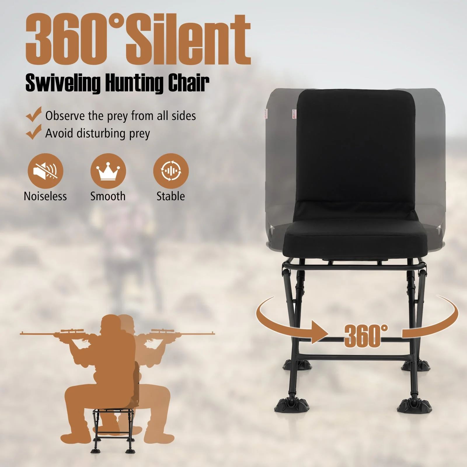 Goplus Hunting Chair, 360 Degree Swivel Hunting Seat with All-Terrain Duck Feet - Image 3
