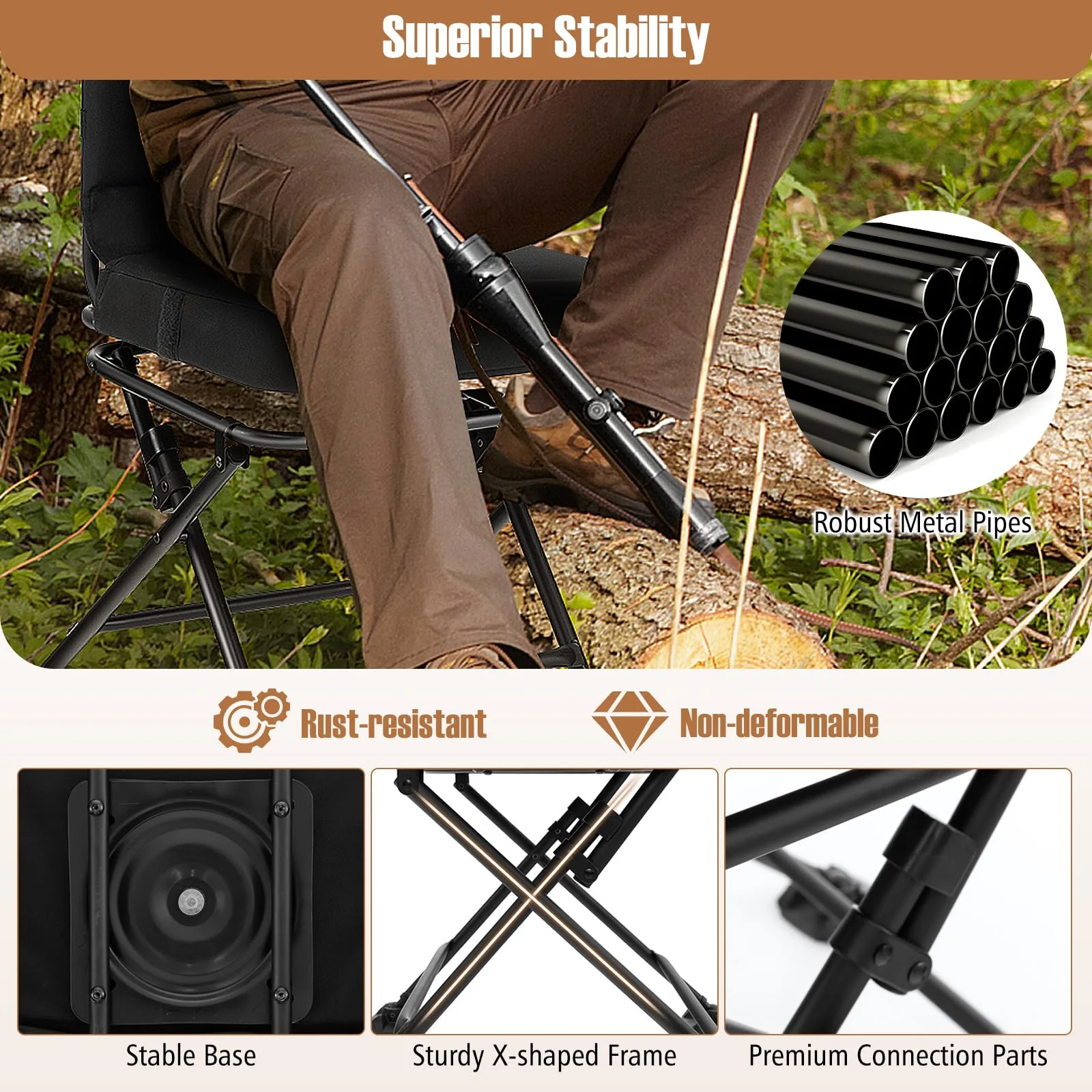 Goplus Hunting Chair, 360 Degree Swivel Hunting Seat with All-Terrain Duck Feet - Image 4