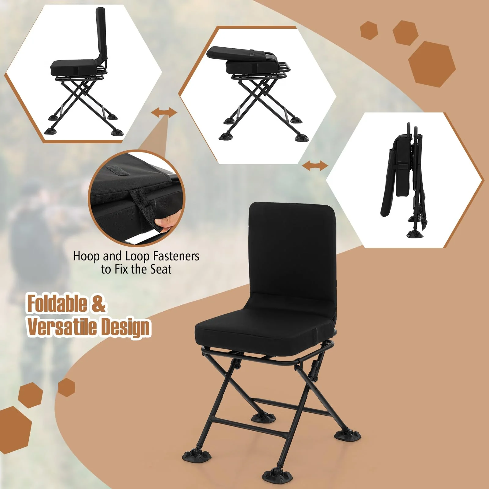 Goplus Hunting Chair, 360 Degree Swivel Hunting Seat with All-Terrain Duck Feet - Image 5