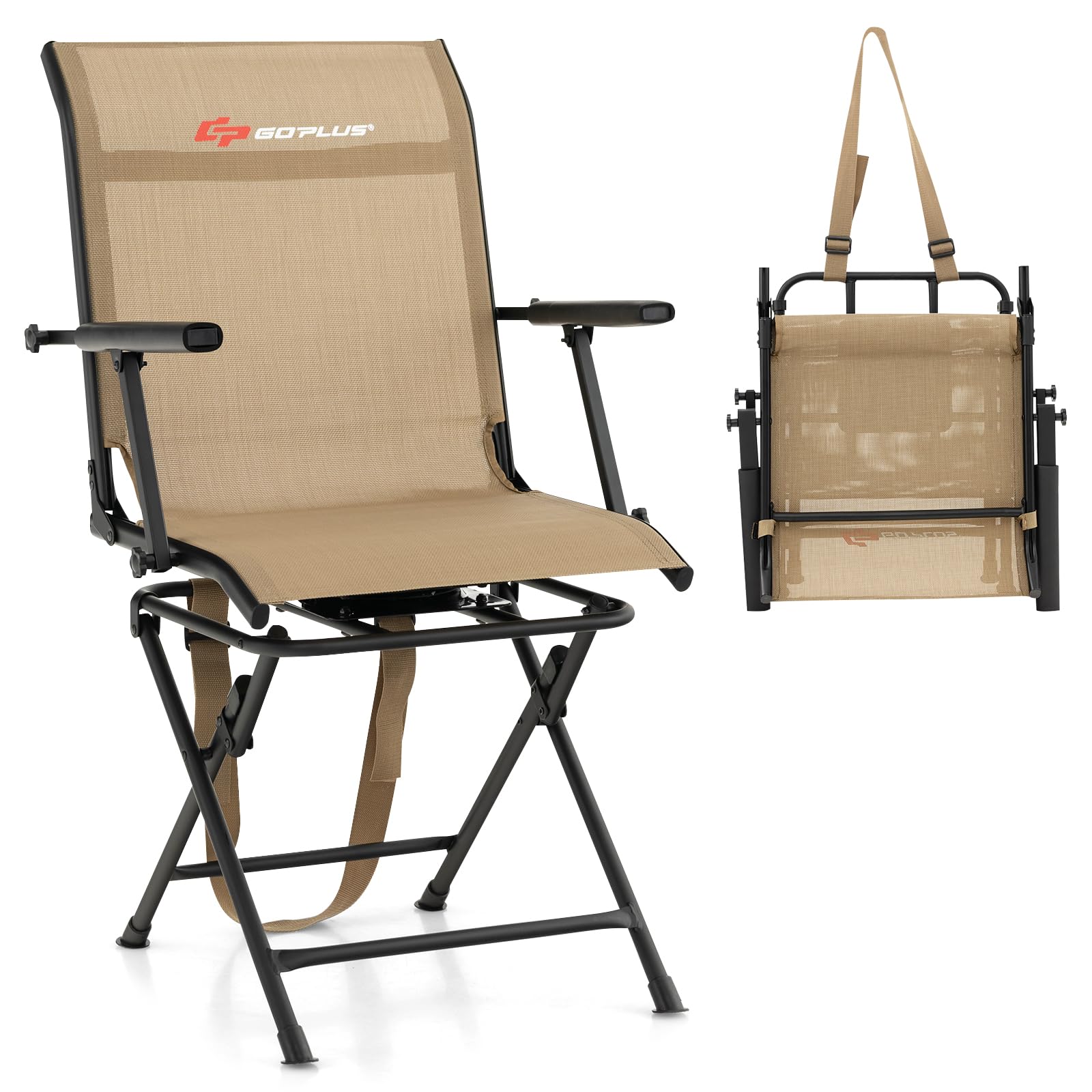 Goplus Hunting Chair, 360-Degree Swivel Hunting Blind Chair with Carrying Strap - Image 10
