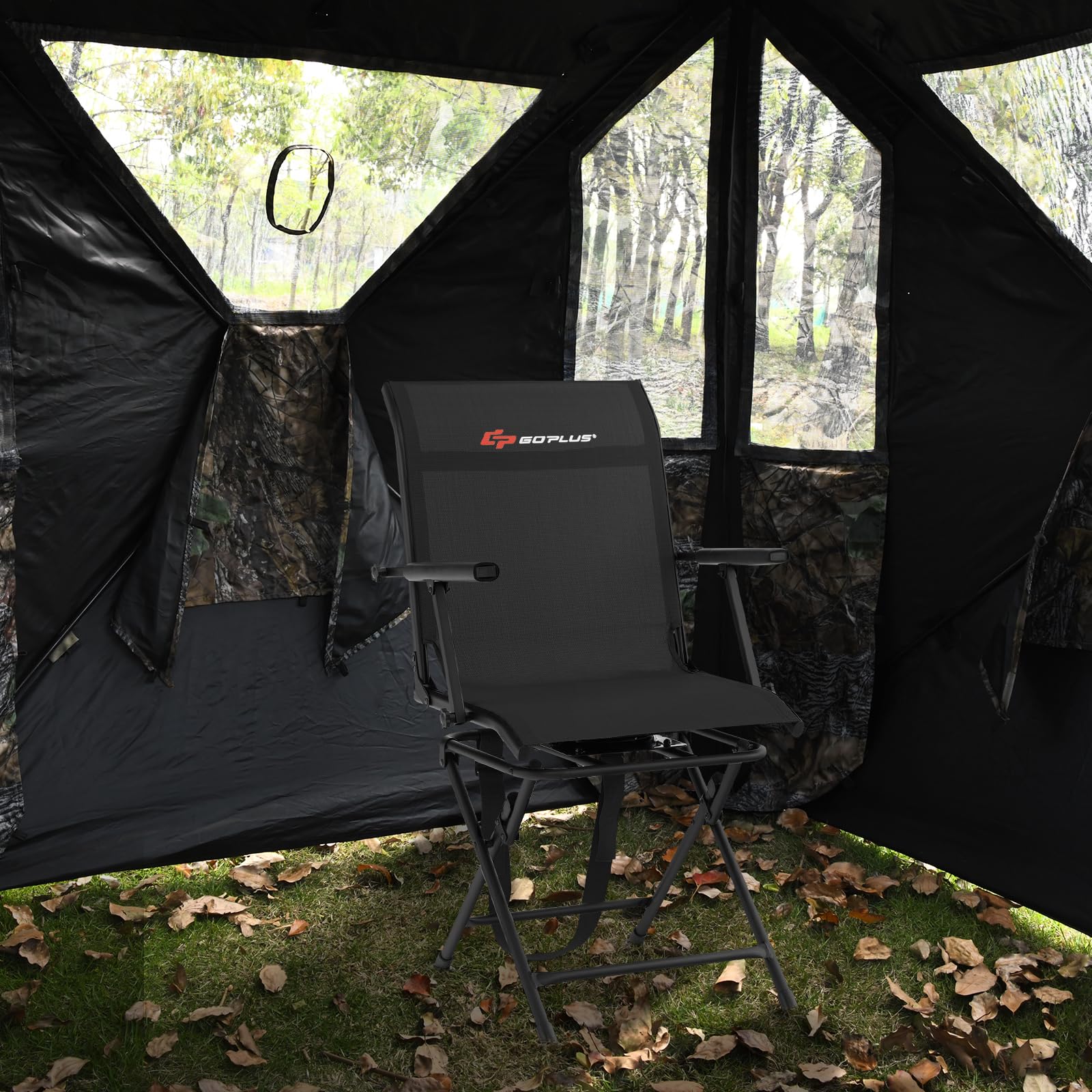Goplus Hunting Chair, 360-Degree Swivel Hunting Blind Chair with Carrying Strap - Image 2