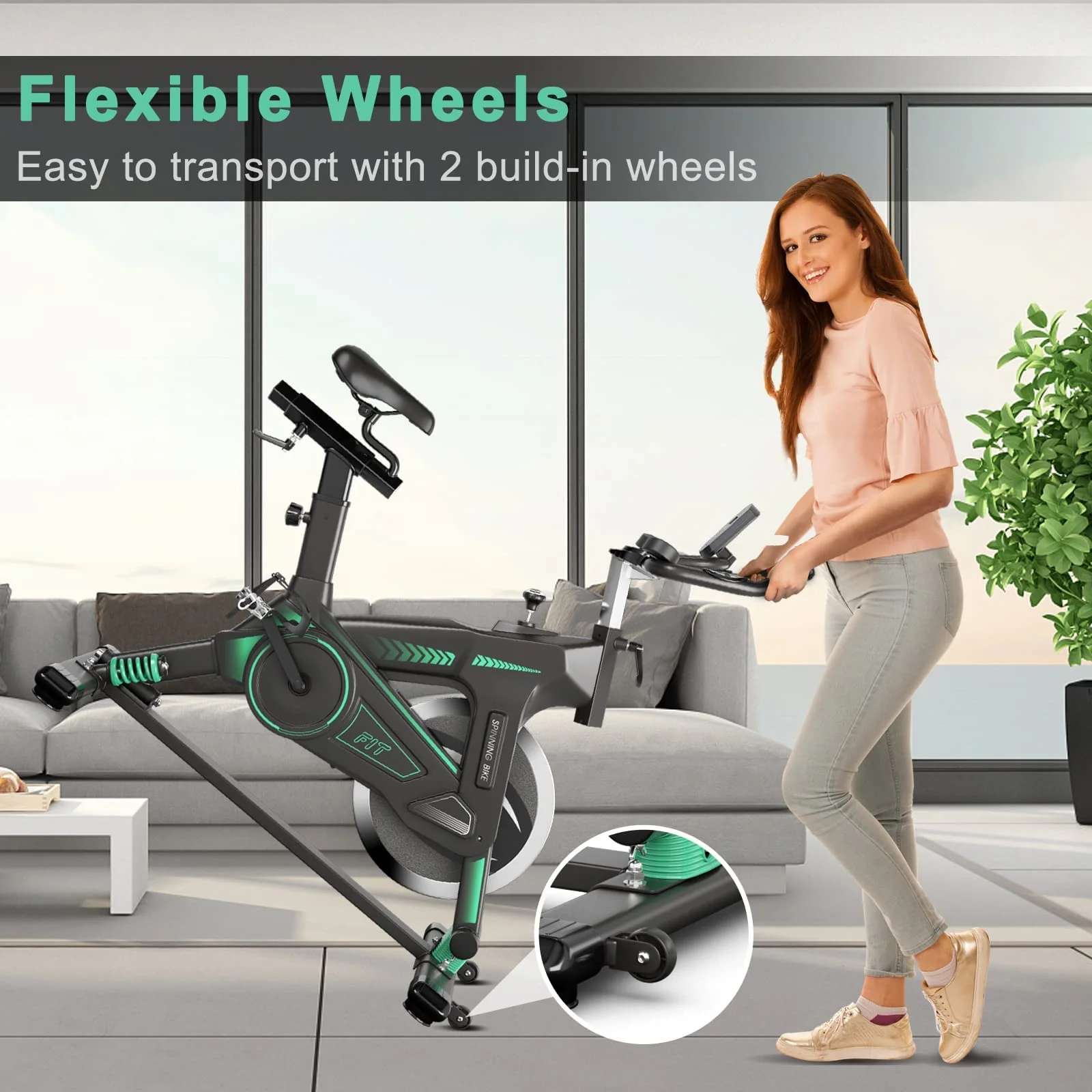 Goplus Indoor Cycling Bike, Stationary Exercise Bike Workout Bike with Device Holders - Image 4