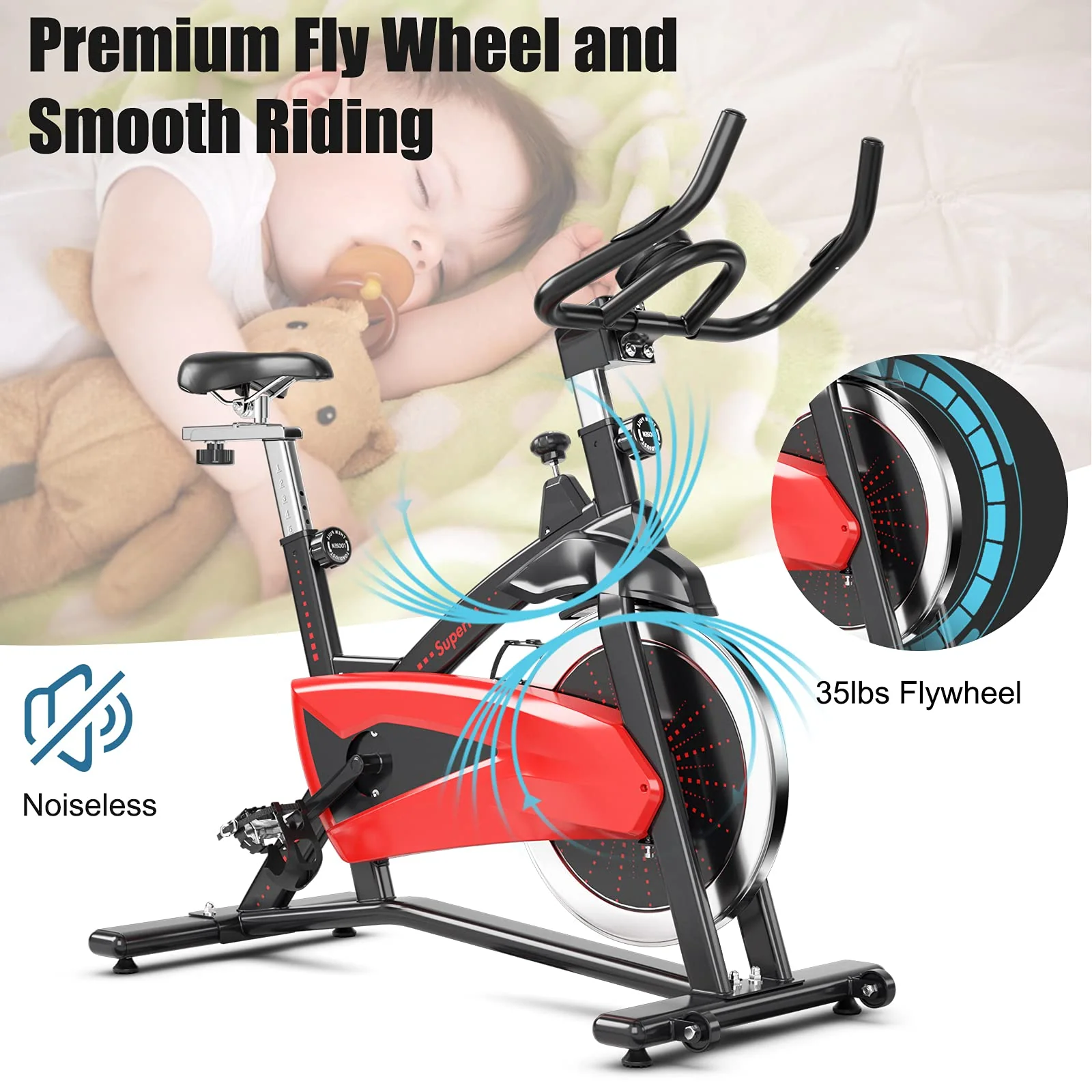 Goplus Indoor Magnetic Exercise Bike, Fitness Cycling Bike W/ Adjustable Resistance - Image 5