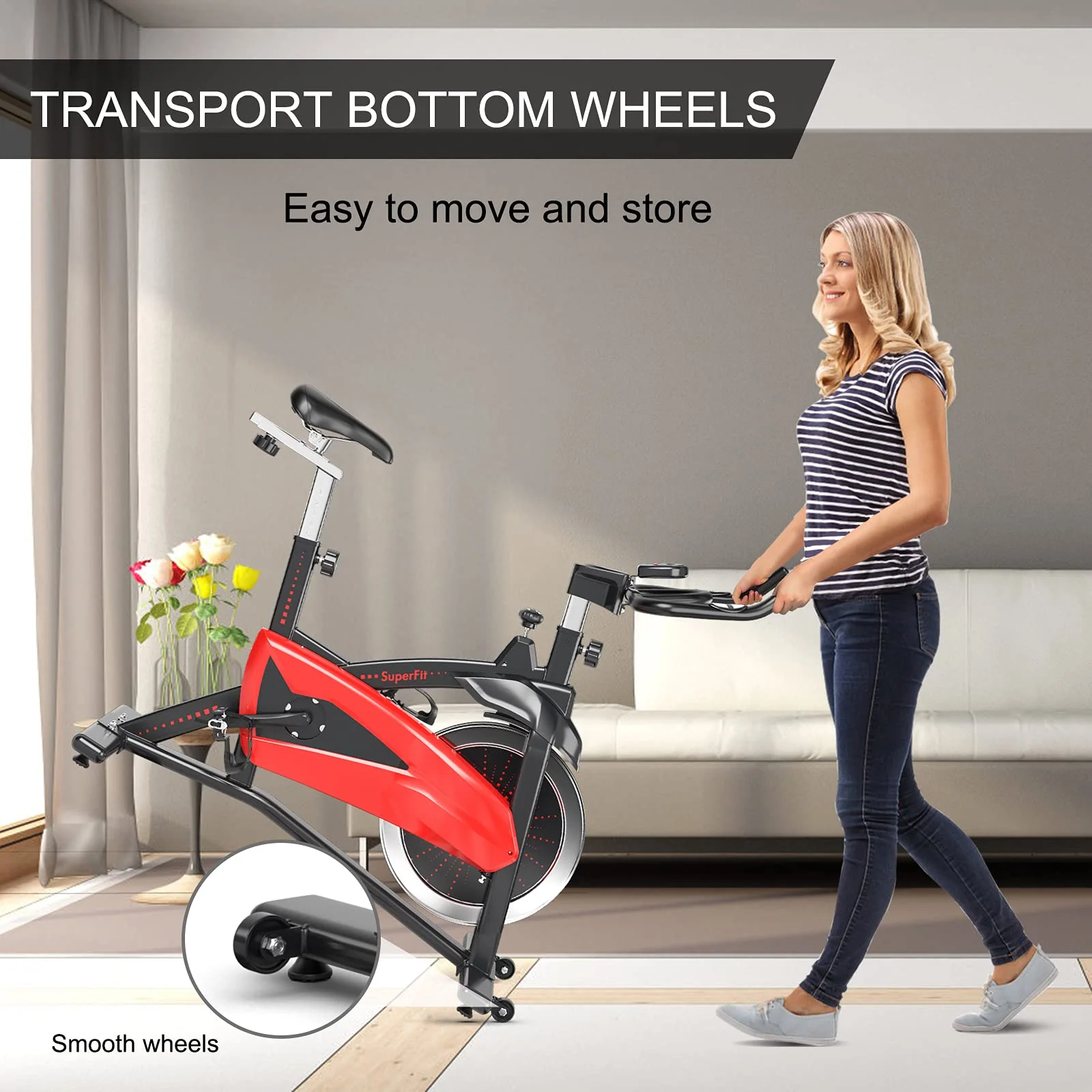 Goplus Indoor Magnetic Exercise Bike, Fitness Cycling Bike W/ Adjustable Resistance - Image 8