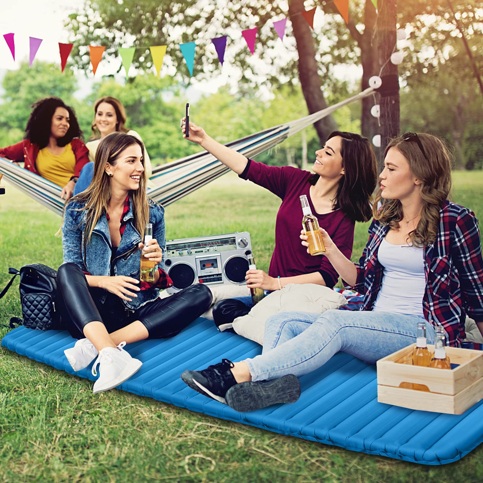 Goplus Inflatable Camping Sleeping Pad, 3 Inch Thick Camping Pad, Waterproof & Comfortable Sleeping Mat - Image 8