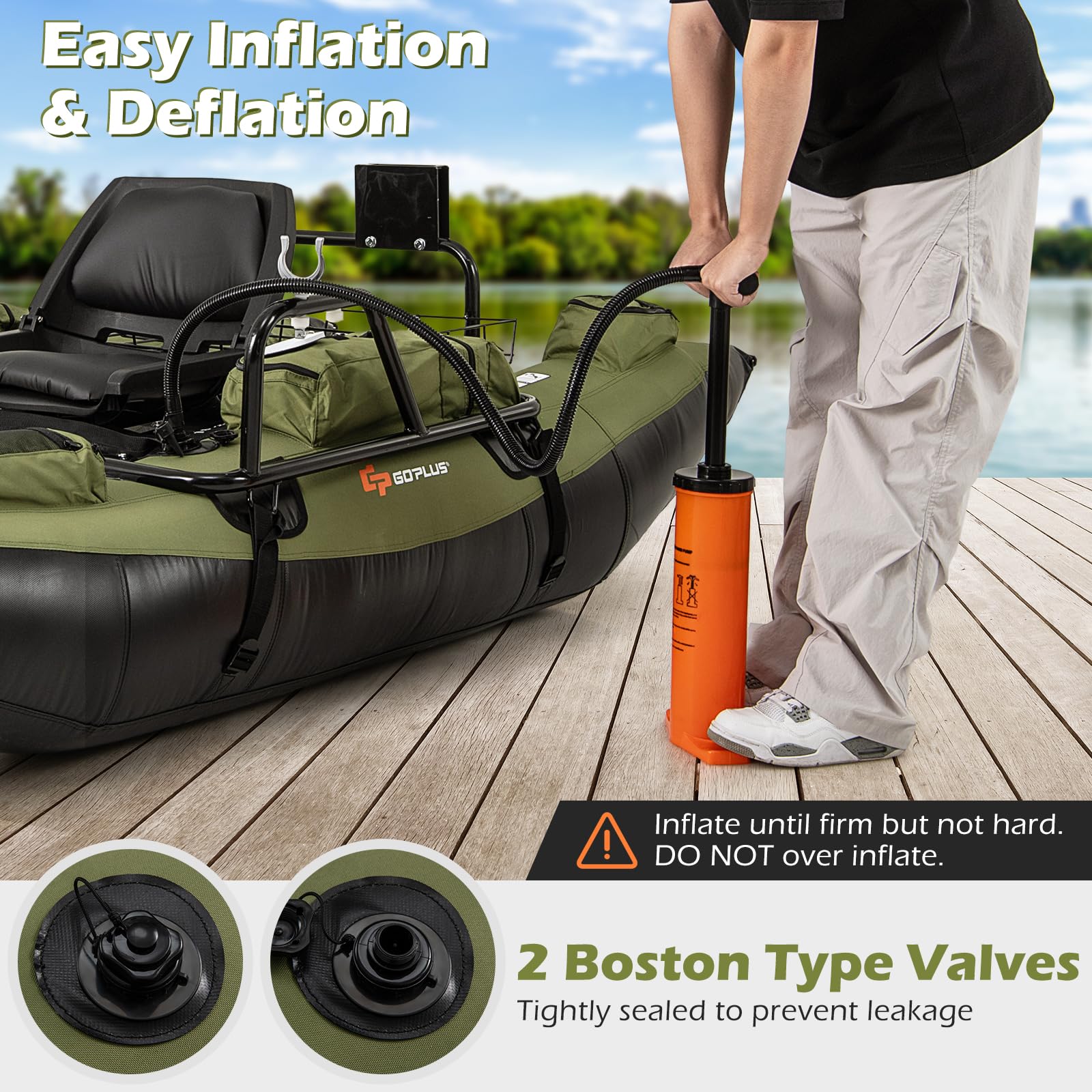 Goplus Inflatable Fishing Float Tube w/Pump Paddles Fish Ruler | 400 LBS Load Capacity - Image 5