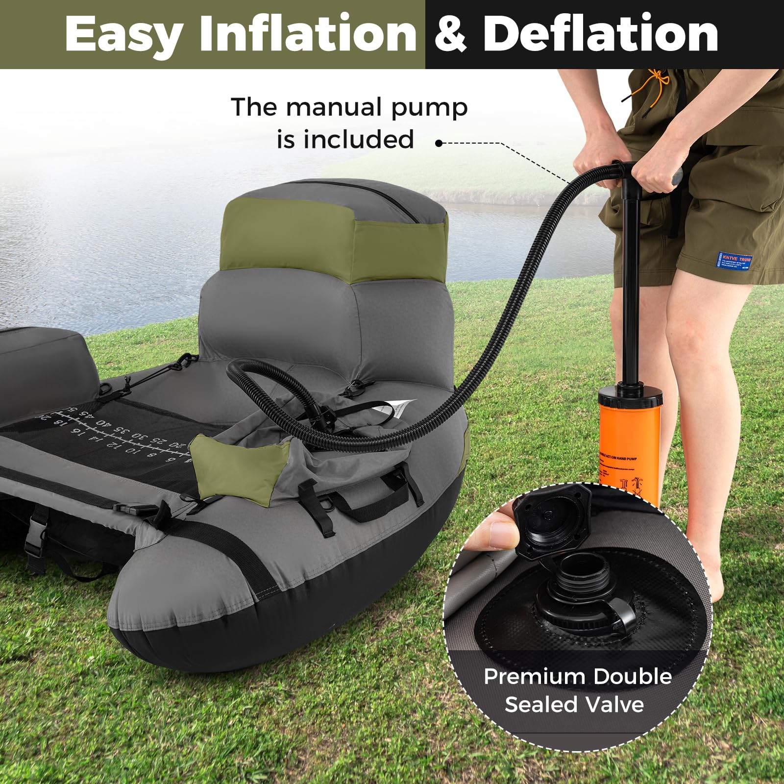 Goplus Inflatable Float Tube Fishing Belly Boat with Fish Ruler | 350LBS Load Capacity - Image 8