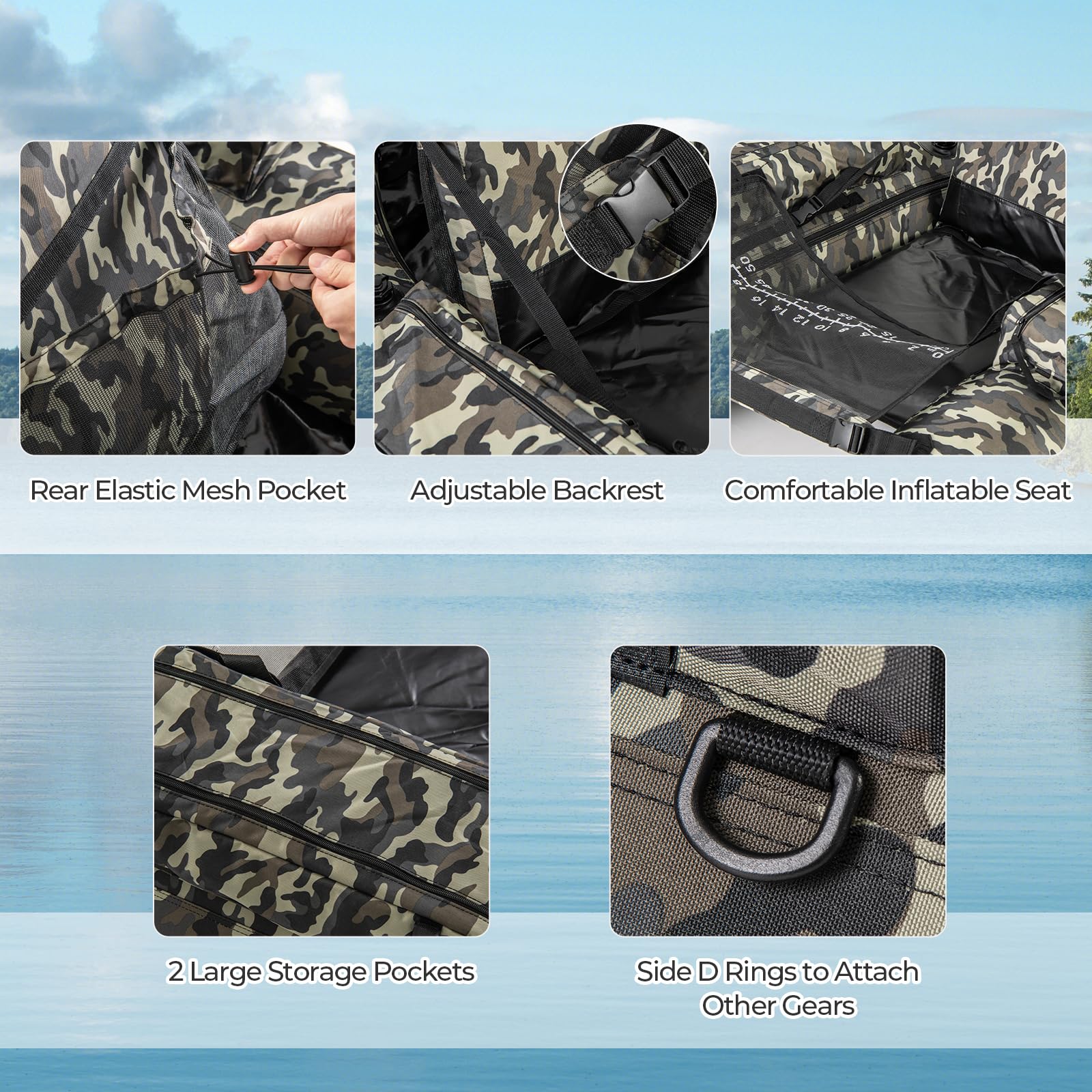 Goplus Inflatable Float Tube, Fishing Belly Boat with Fish Ruler, Pump, Storage Bag - Image 7