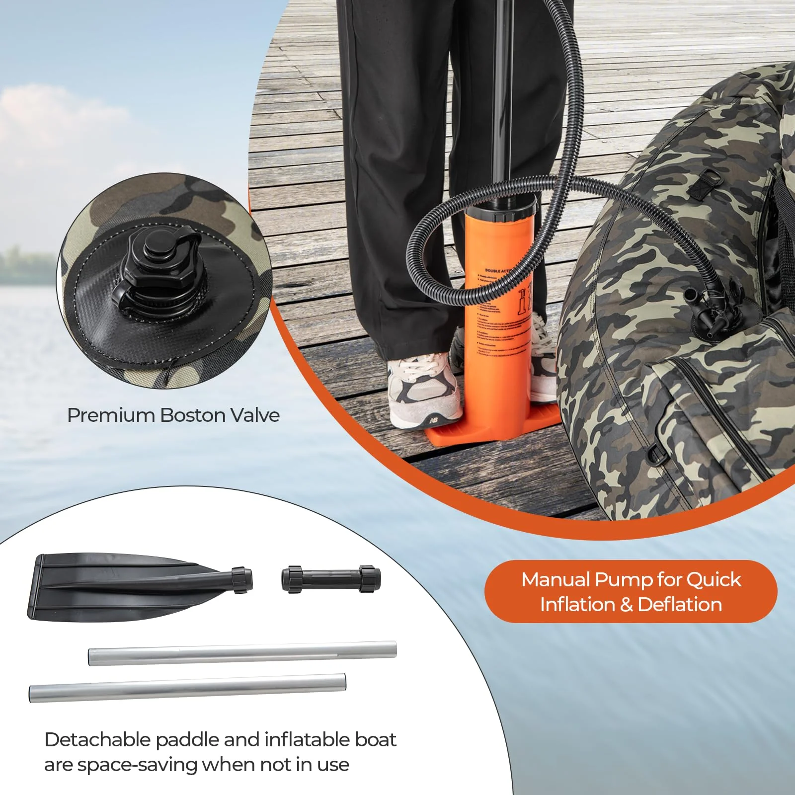 Goplus Inflatable Float Tube, Fishing Belly Boat with Fish Ruler, Pump, Storage Bag - Image 8